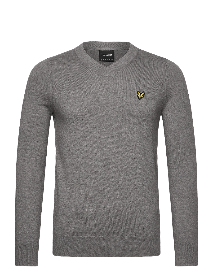 Lyle & Scott - Cotton Merino V Neck Jumper - v-kaelusega - t28 mid grey marl - 1