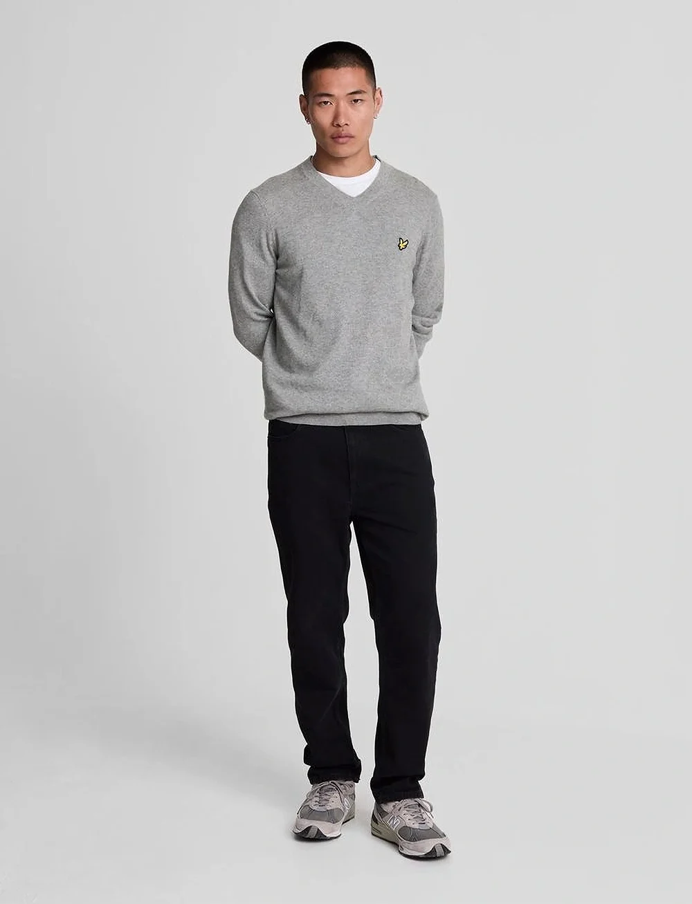 Lyle & Scott - Cotton Merino V Neck Jumper - v-ausschnitt - t28 mid grey marl - 4