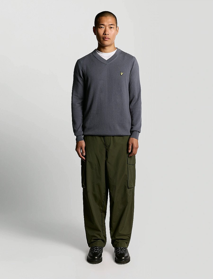 Lyle & Scott - Cotton Merino V Neck Jumper - v-hals - x854 graystone - 4