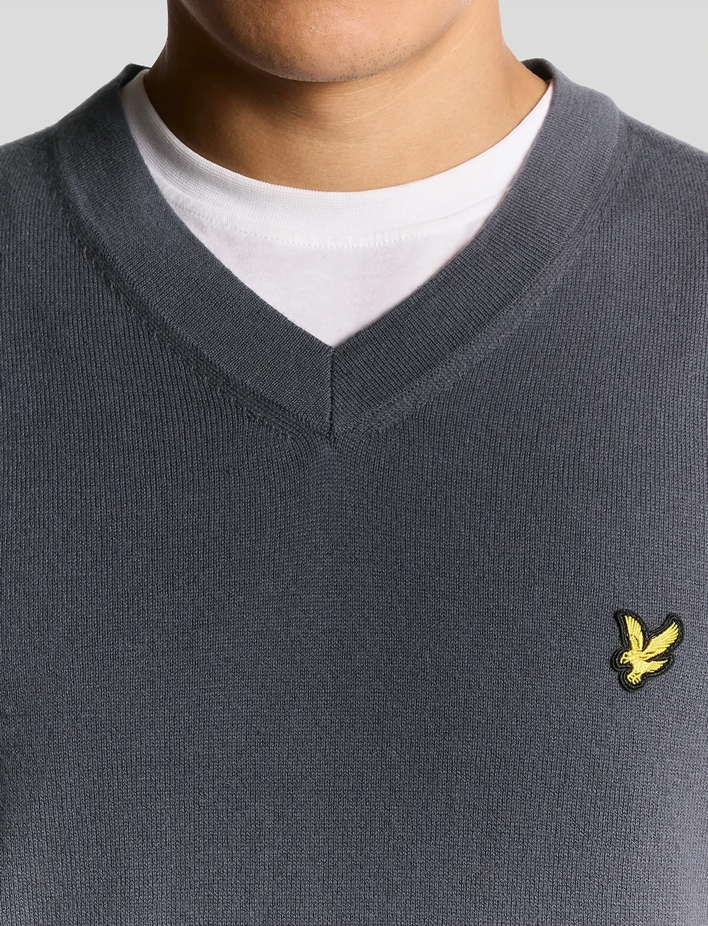 Lyle & Scott - Cotton Merino V Neck Jumper - v-aukkoiset - x854 graystone - 5