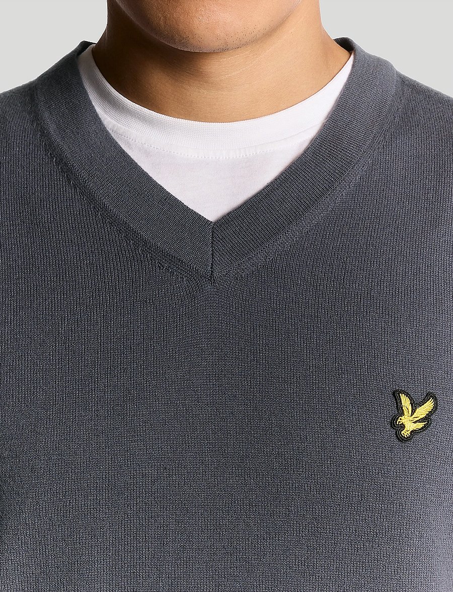 Lyle & Scott - Cotton Merino V Neck Jumper - v-hals - x854 graystone - 5