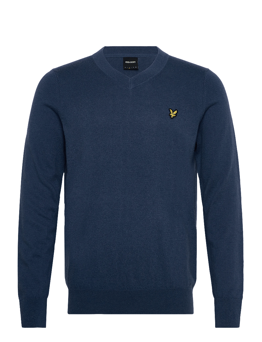 Lyle & Scott - Cotton Merino V Neck Jumper - v-hals - x862 deep water - 0