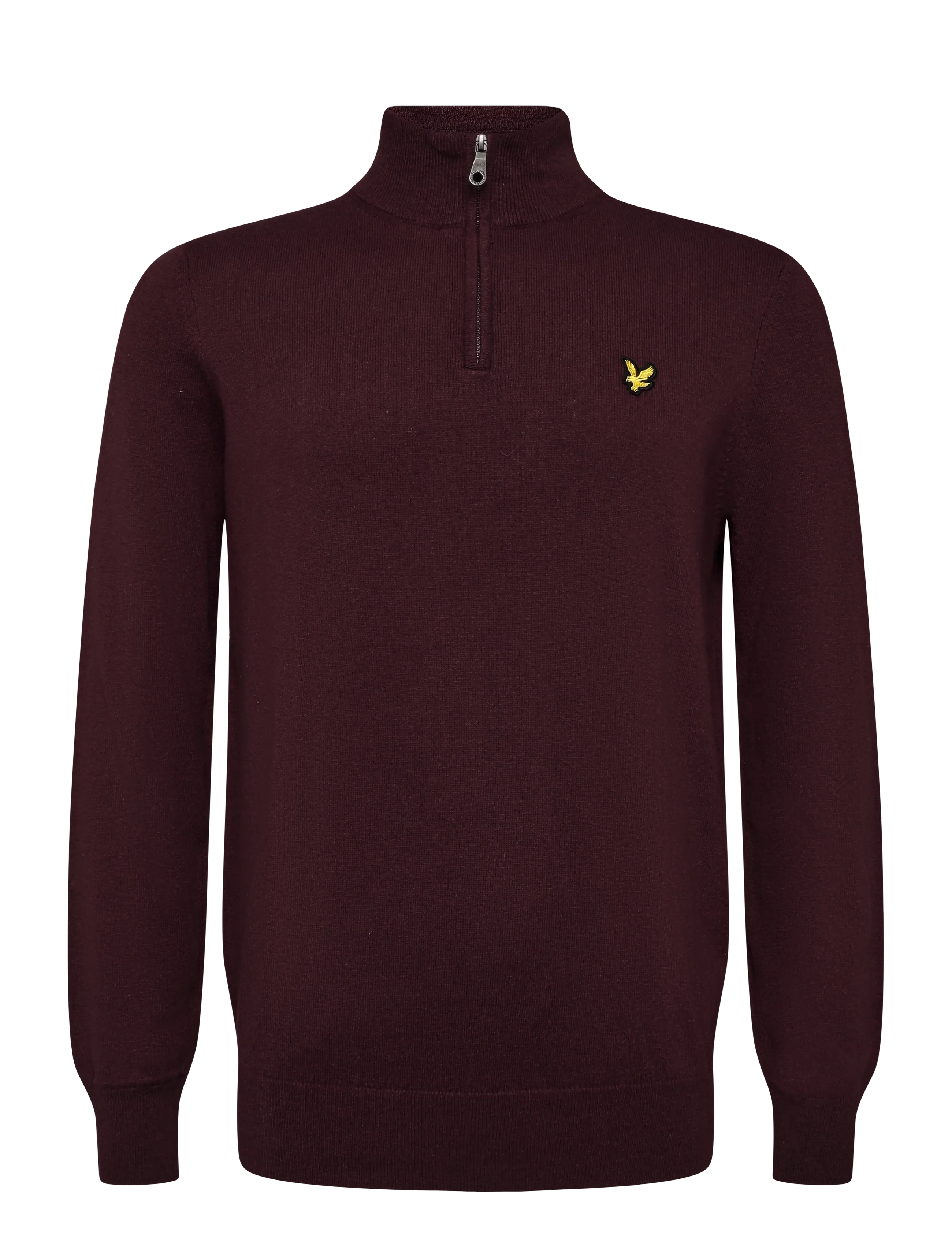 Lyle & Scott Cotton Merino Quarter Zip Jumper - Kudumid - BURGUNDY / burgundy