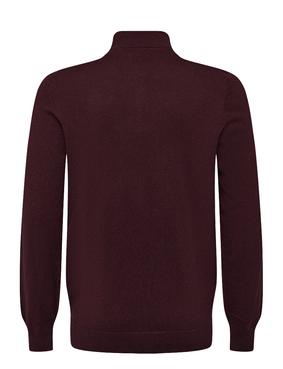 Lyle & Scott - Cotton Merino Quarter Zip Jumper - poolpika lukuga džemprid - burgundy - 1