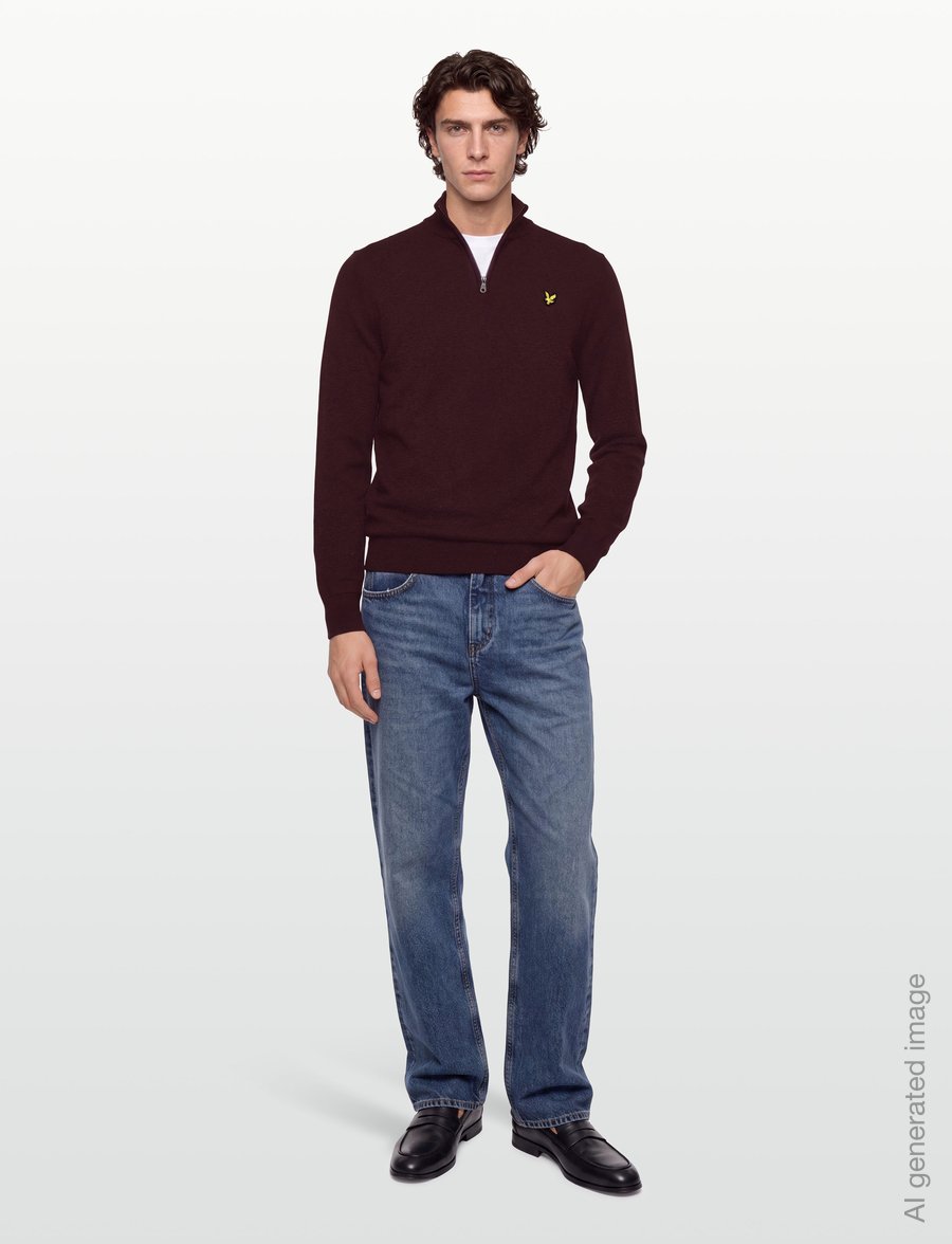 Lyle & Scott - Cotton Merino Quarter Zip Jumper - pullover mit halbem reißverschluss - burgundy - 0