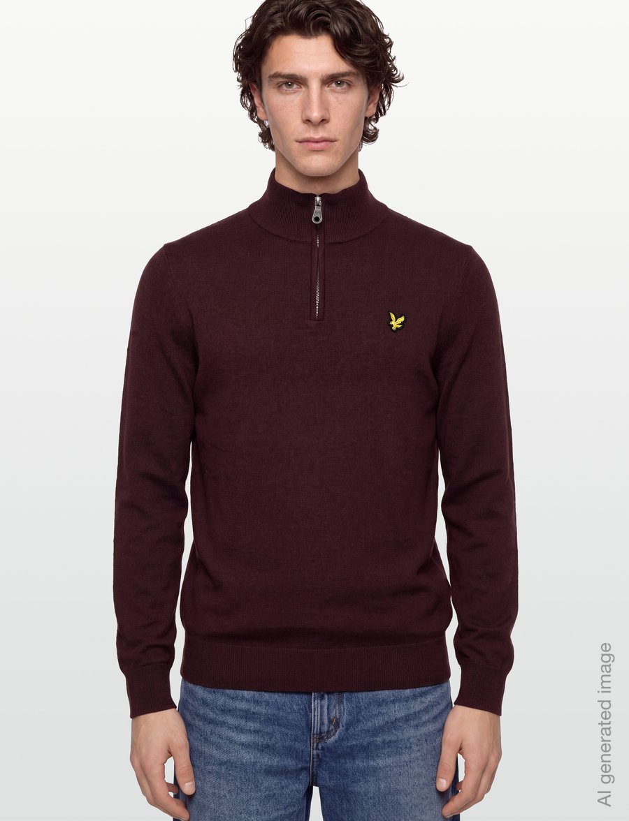 Lyle & Scott - Cotton Merino Quarter Zip Jumper - pullover mit halbem reißverschluss - burgundy - 3