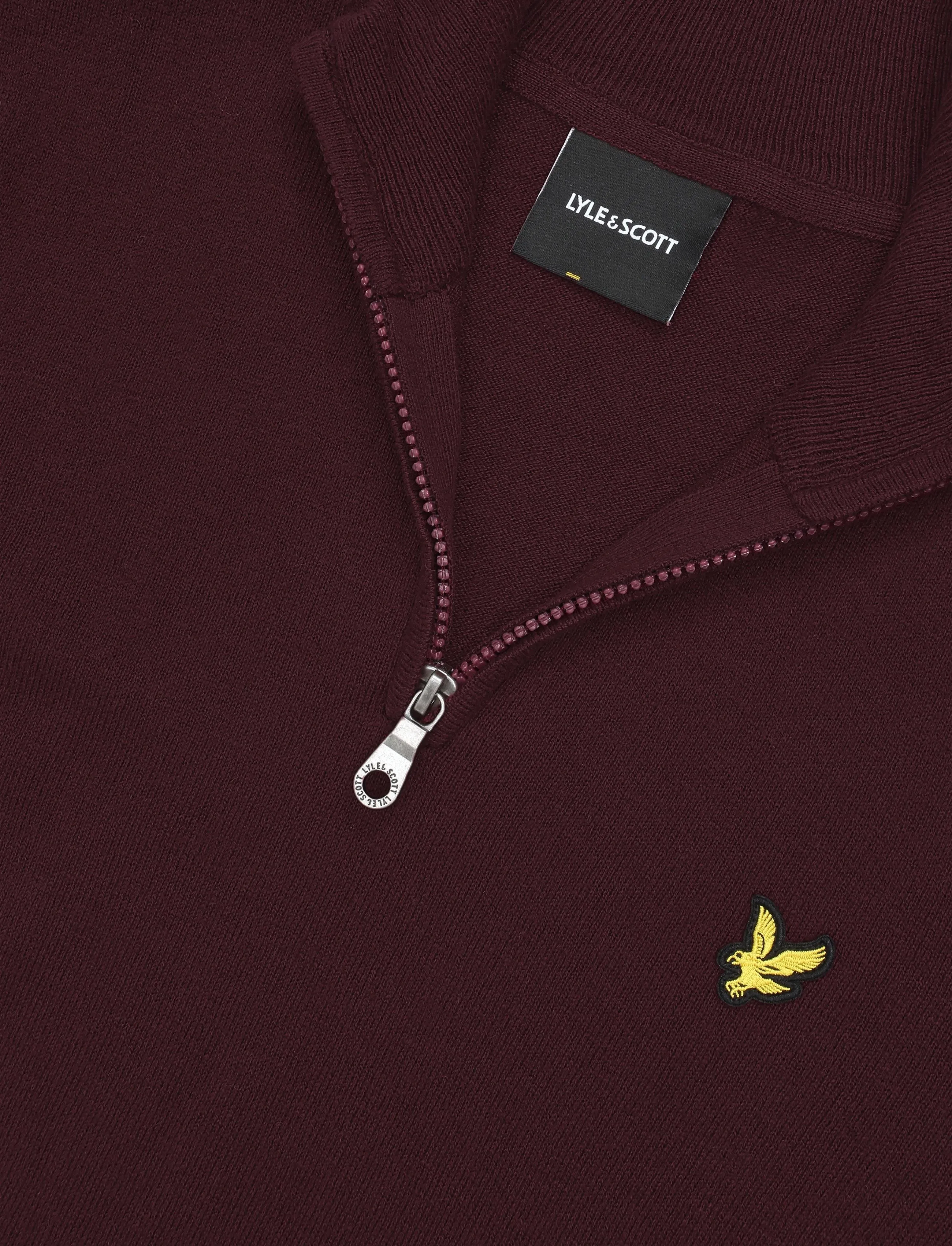 Lyle & Scott - Cotton Merino Quarter Zip Jumper - poolpika lukuga džemprid - burgundy - 2