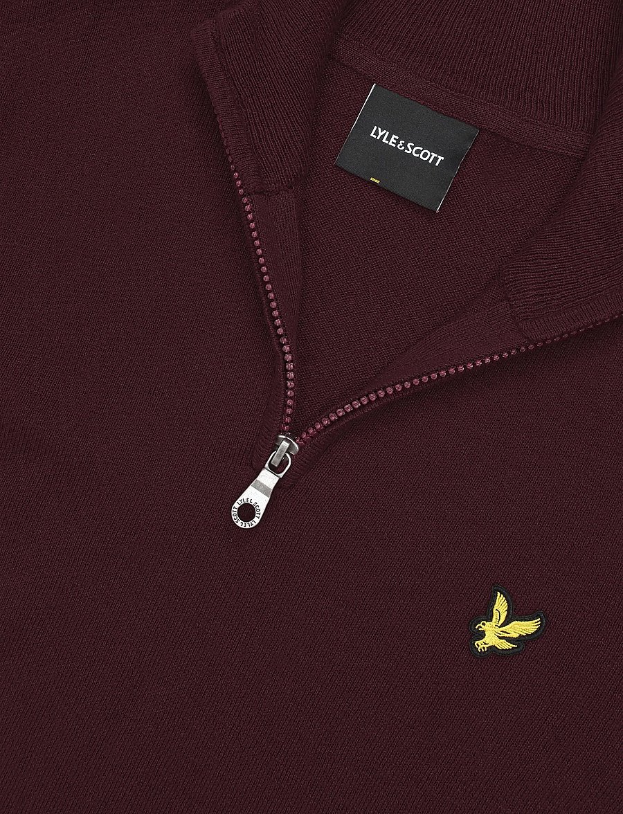 Lyle & Scott - Cotton Merino Quarter Zip Jumper - poolpika lukuga džemprid - burgundy - 2