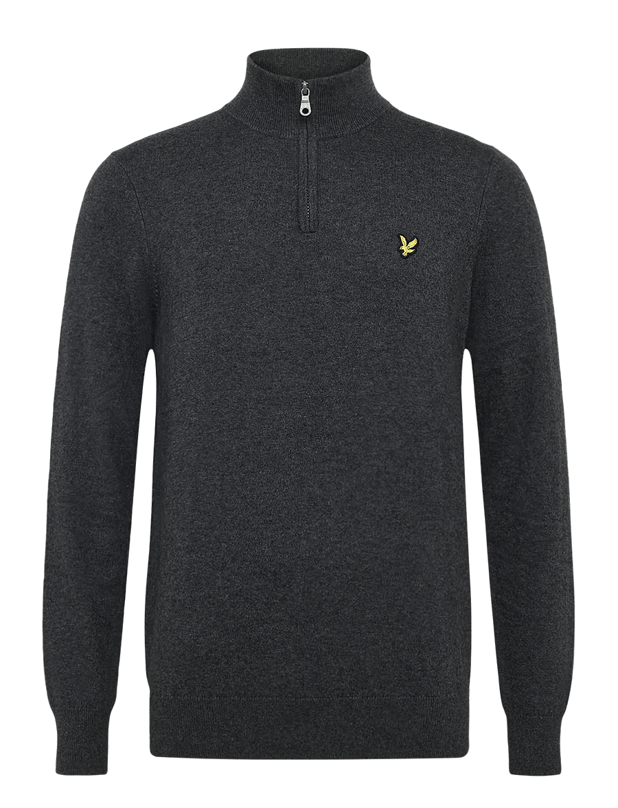 Lyle & Scott - Cotton Merino Quarter Zip Jumper - half zip-tröjor - charcoal marl - 0