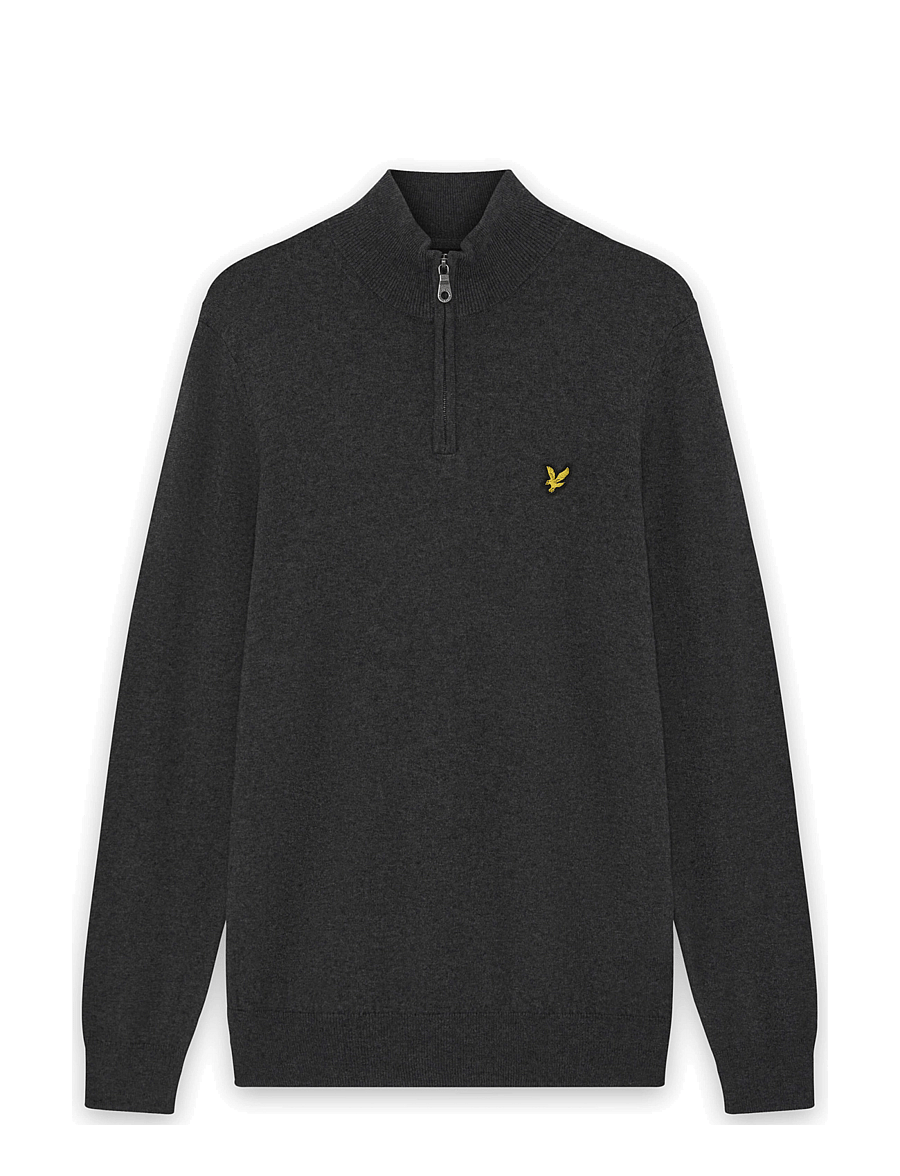 Lyle & Scott - Cotton Merino Quarter Zip Jumper - poolpika lukuga džemprid - charcoal marl - 0
