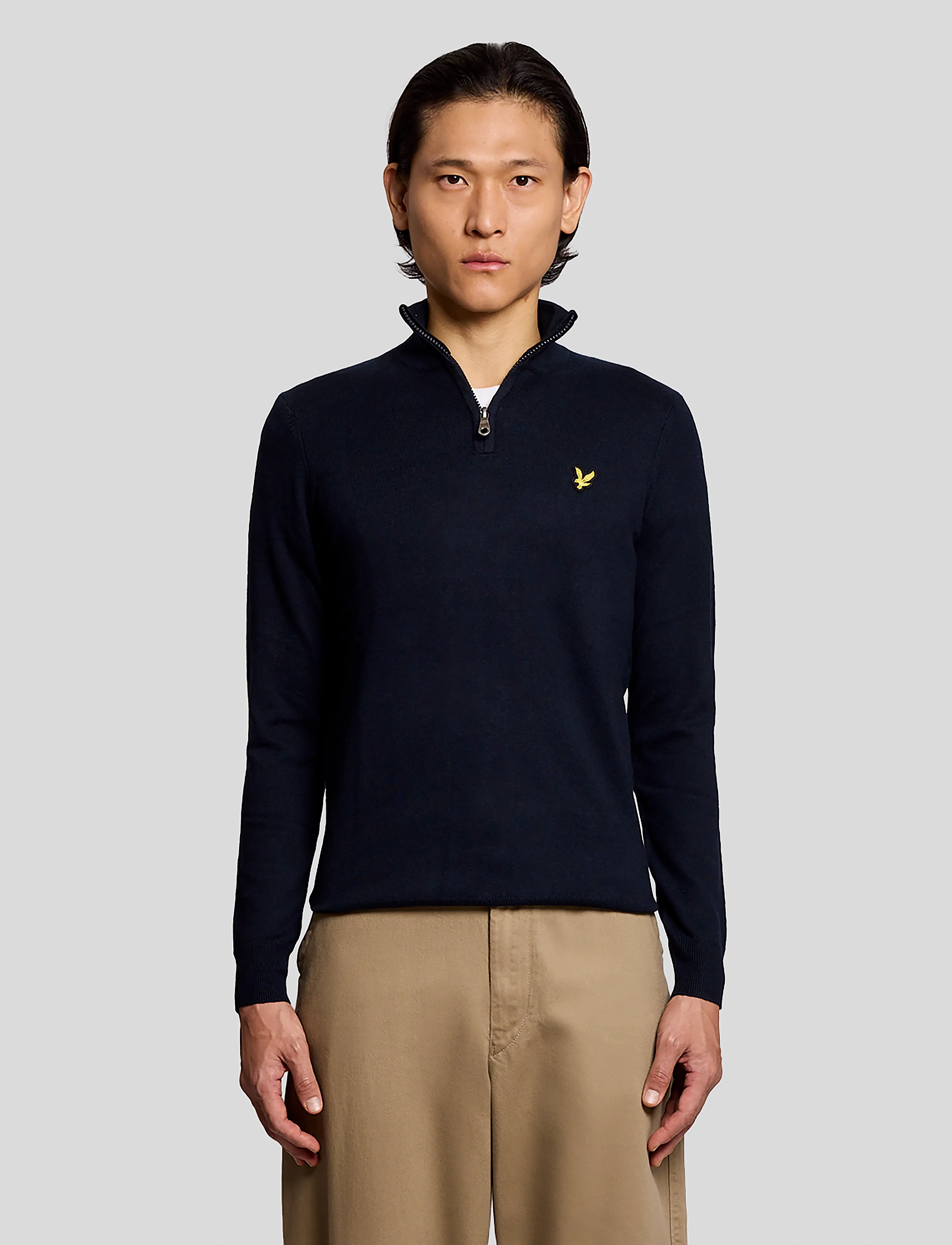 Lyle & Scott Cotton Merino Quarter Zip Jumper - Gebreide truien - DARK NAVY / navy