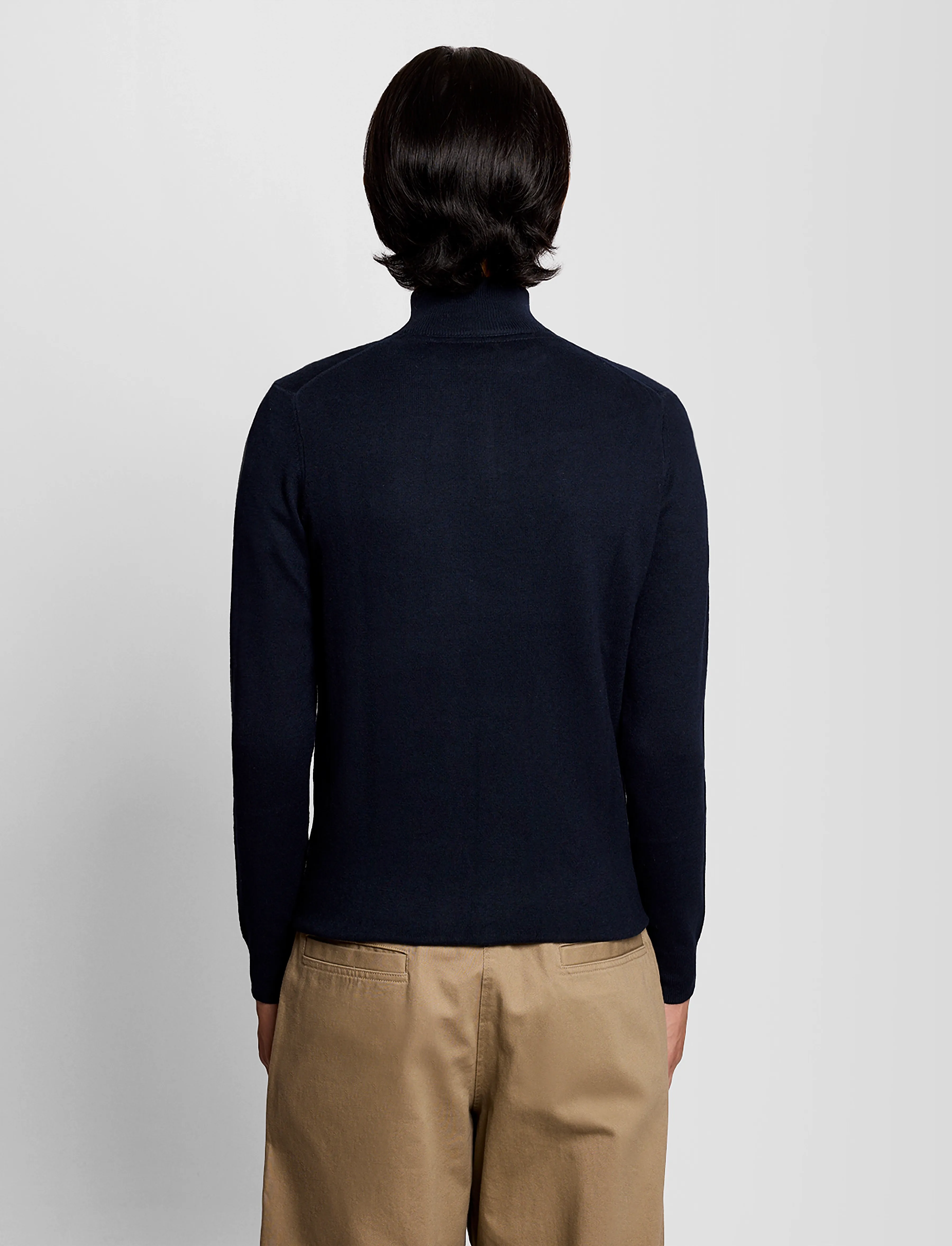 Lyle & Scott - Cotton Merino Quarter Zip Jumper - poolpika lukuga džemprid - dark navy - 3
