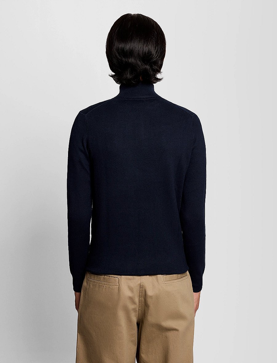 Lyle & Scott - Cotton Merino Quarter Zip Jumper - poolpika lukuga džemprid - dark navy - 3