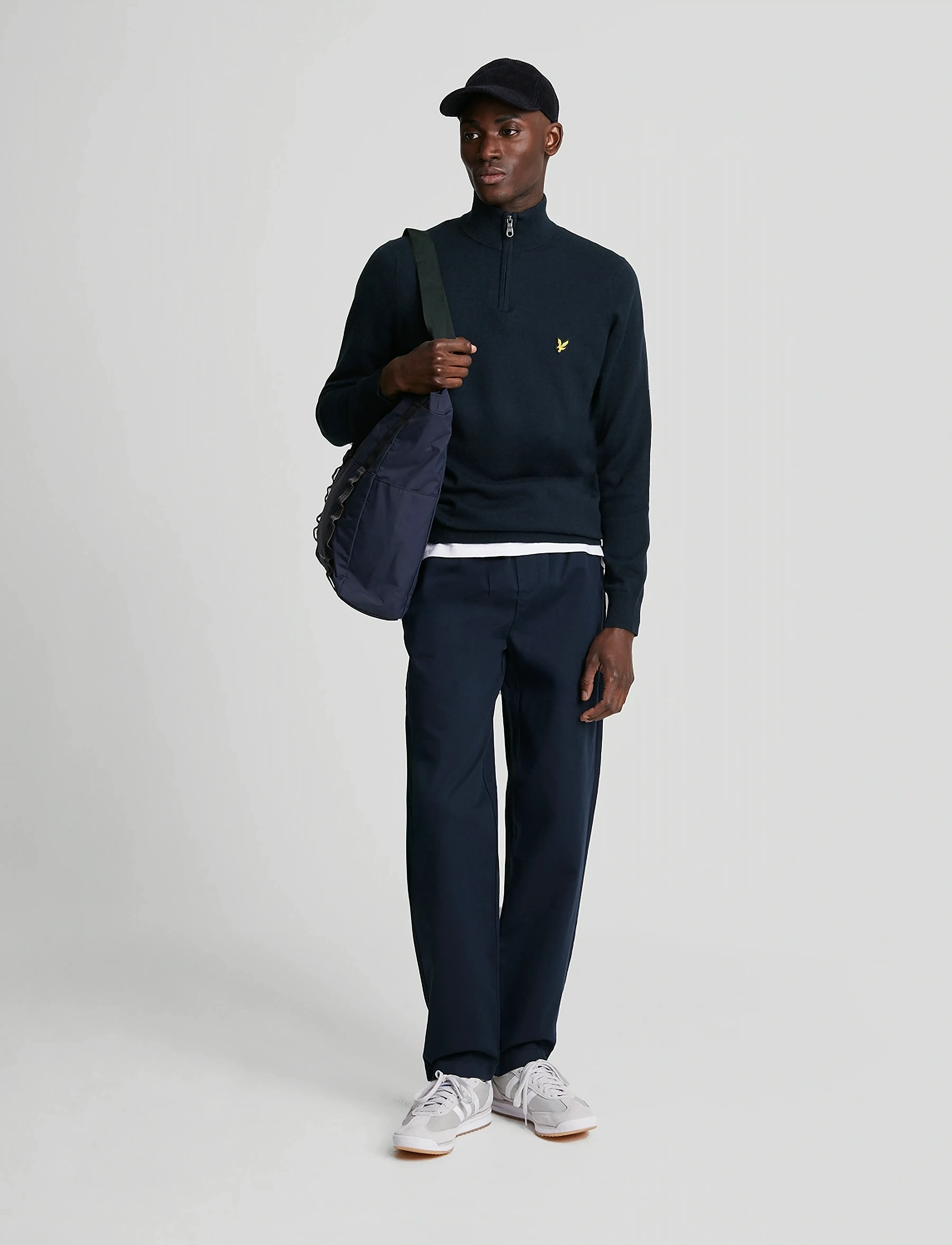 Lyle & Scott - Cotton Merino Quarter Zip Jumper - half zip jumpers - dark navy - 4