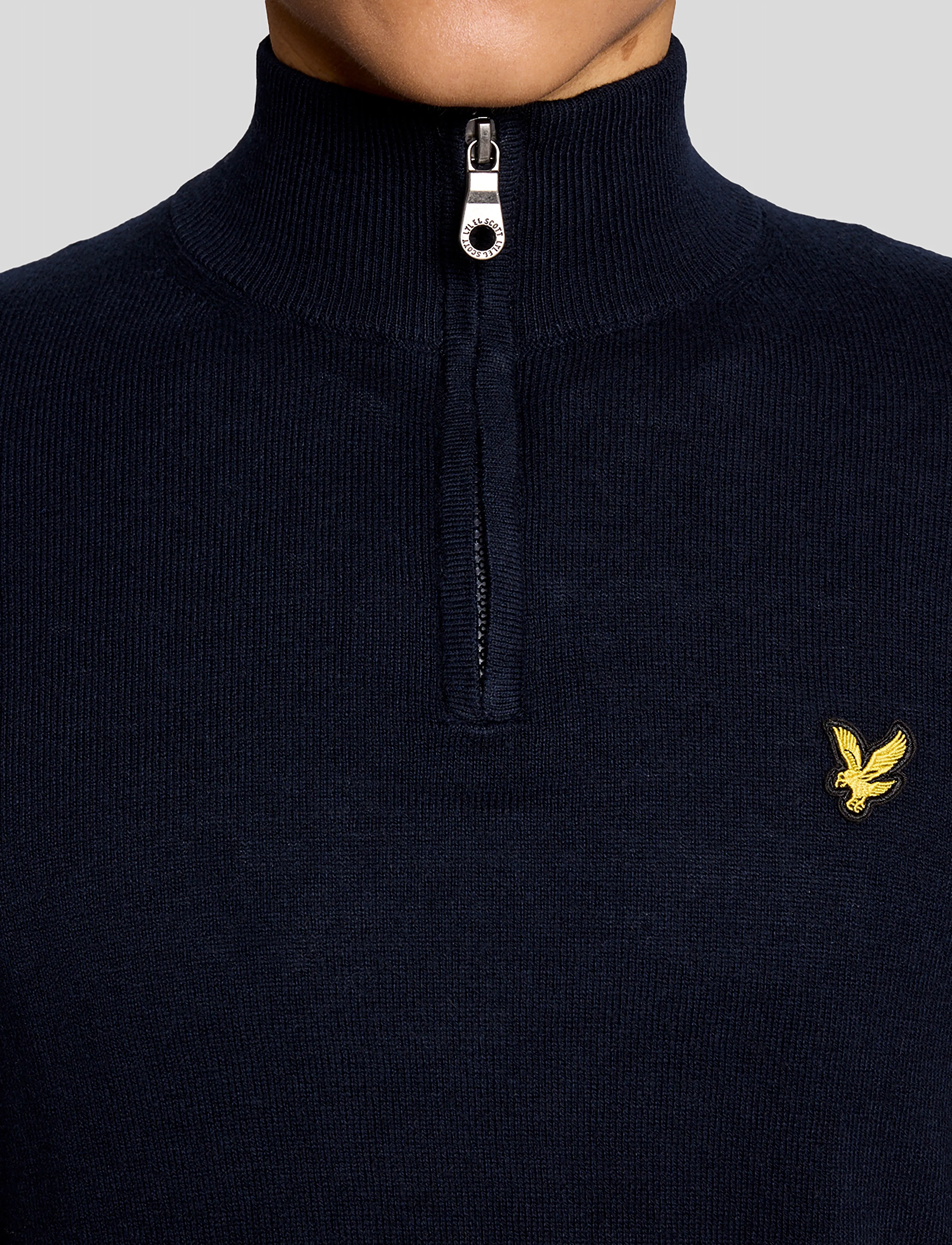 Lyle & Scott - Cotton Merino Quarter Zip Jumper - poolpika lukuga džemprid - dark navy - 5