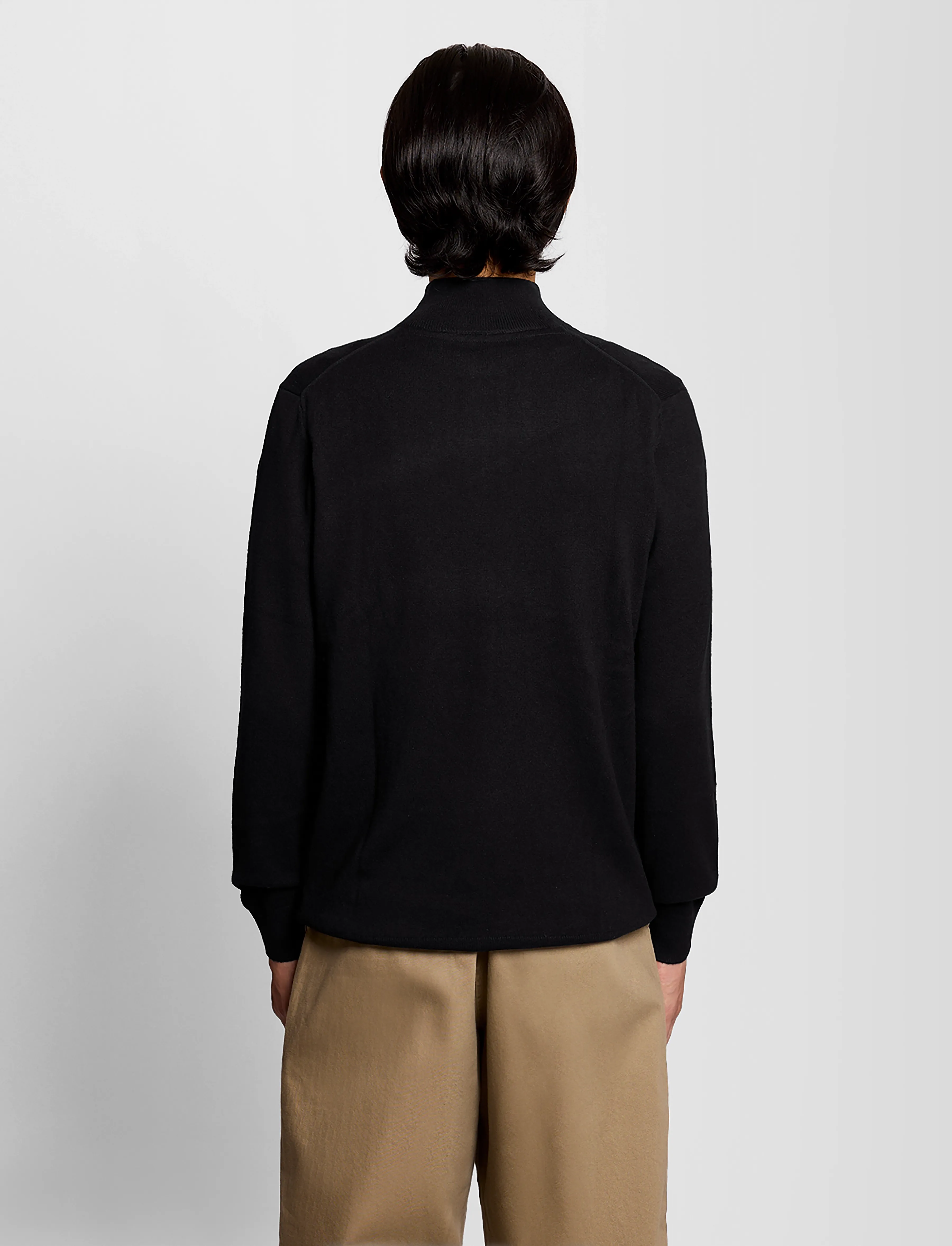 Lyle & Scott - Cotton Merino Quarter Zip Jumper - poolpika lukuga džemprid - jet black - 3