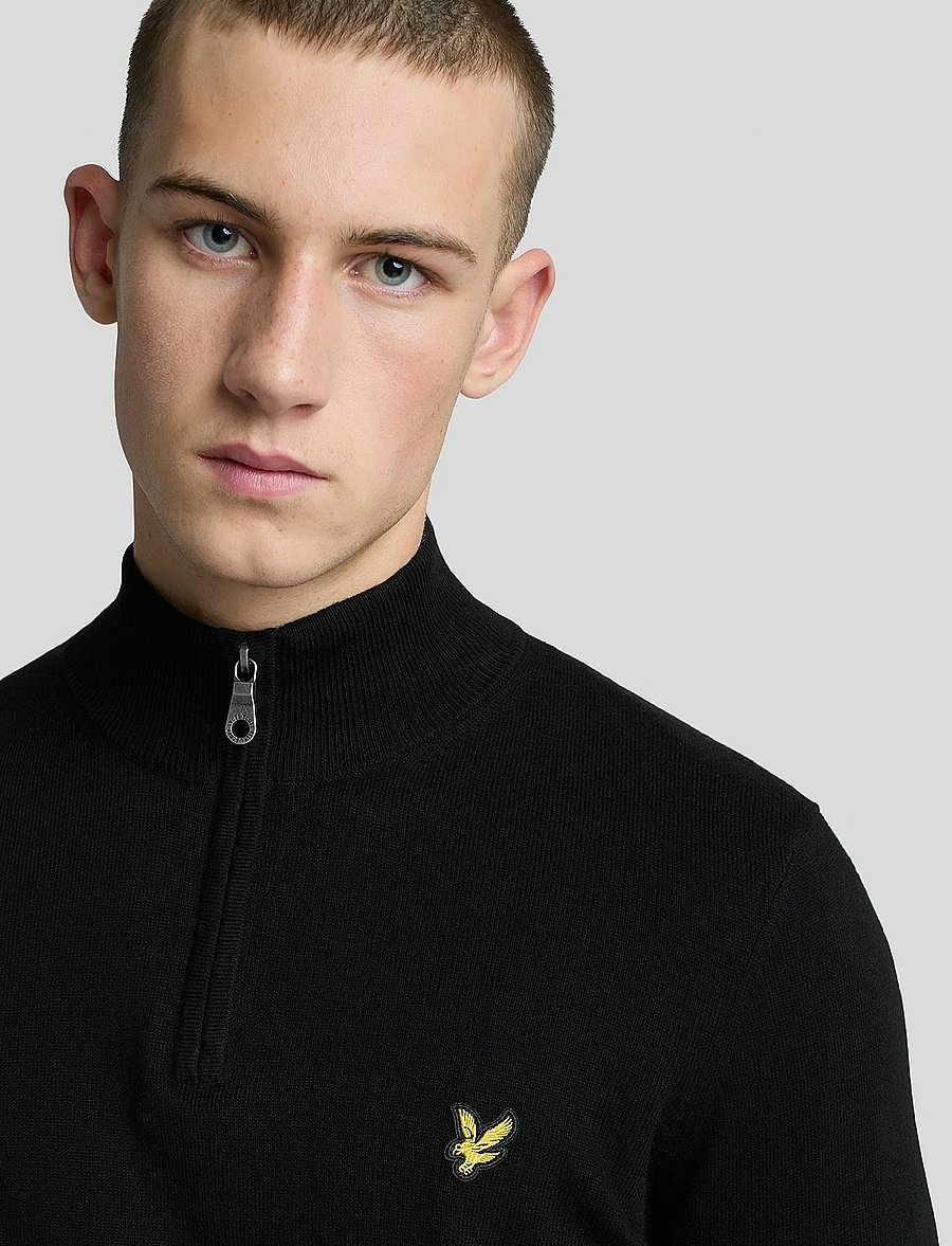 Lyle & Scott - Cotton Merino Quarter Zip Jumper - pulls demi-zippés - jet black - 5