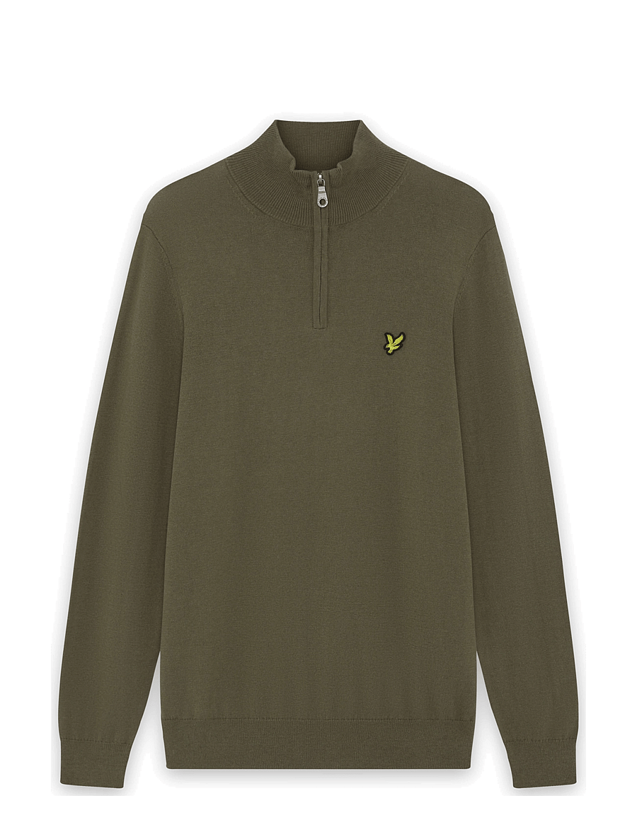 Lyle & Scott - Cotton Merino Quarter Zip Jumper - poolpika lukuga džemprid - khaki ash - 0