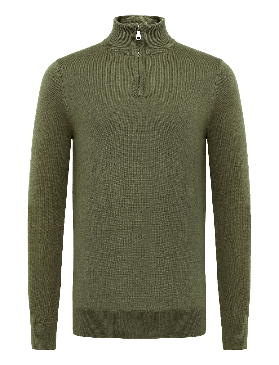 Lyle & Scott - Cotton Merino Quarter Zip Jumper - half zip-tröjor - khaki ash - 0