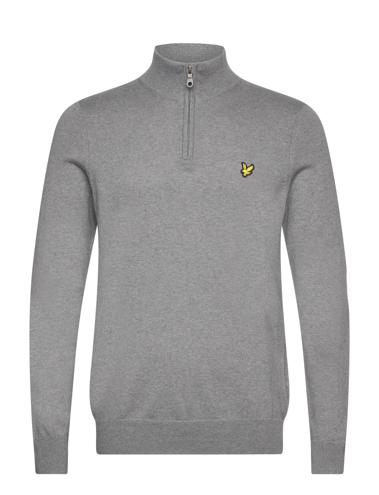 Lyle & Scott Cotton Merino Quarter Zip Jumper - Knitwear - T28 MID GREY MARL / grey