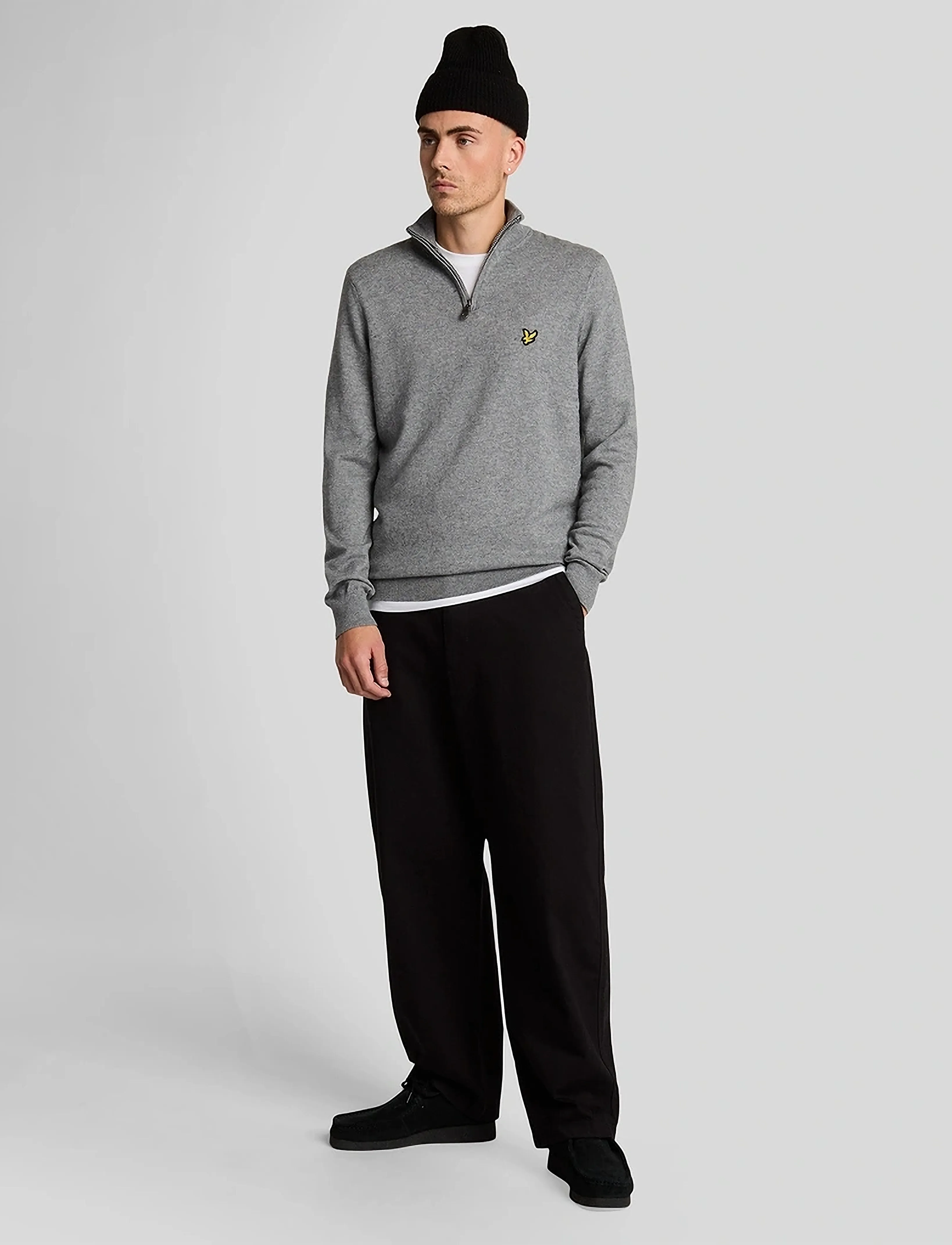 Lyle & Scott - Cotton Merino Quarter Zip Jumper - pullover mit halbem reißverschluss - t28 mid grey marl - 4
