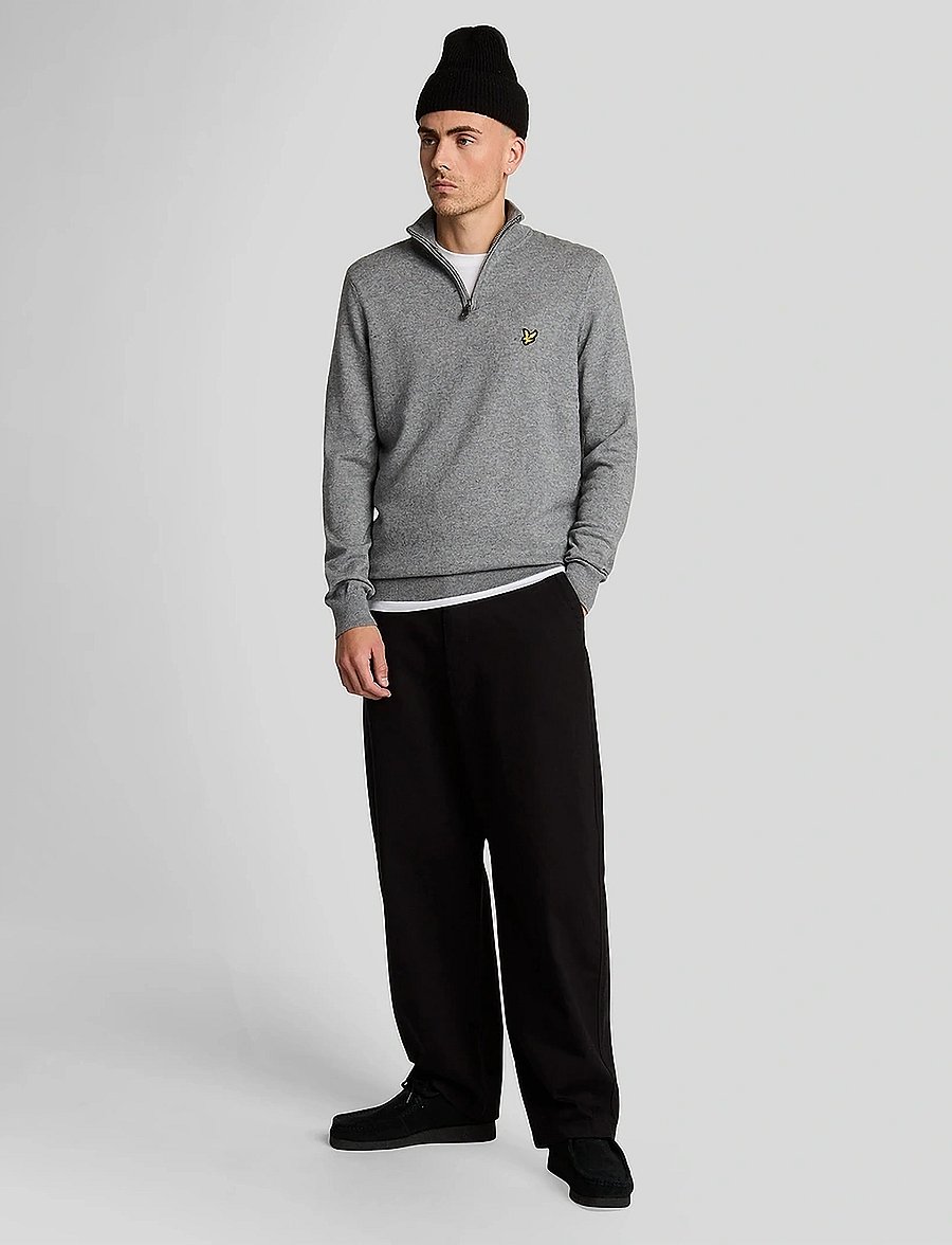 Lyle & Scott - Cotton Merino Quarter Zip Jumper - pullover mit halbem reißverschluss - t28 mid grey marl - 4