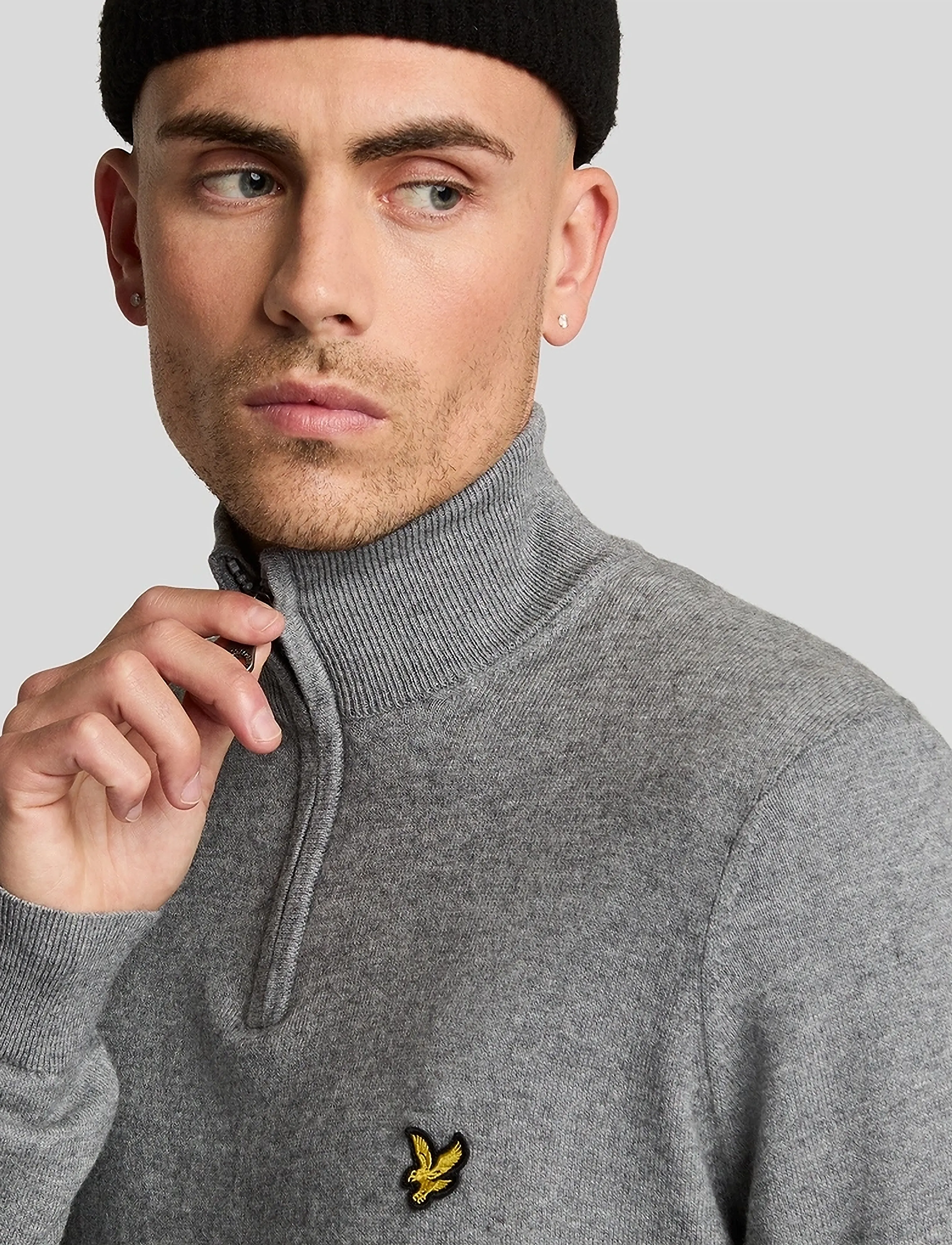 Lyle & Scott - Cotton Merino Quarter Zip Jumper - pullover mit halbem reißverschluss - t28 mid grey marl - 5