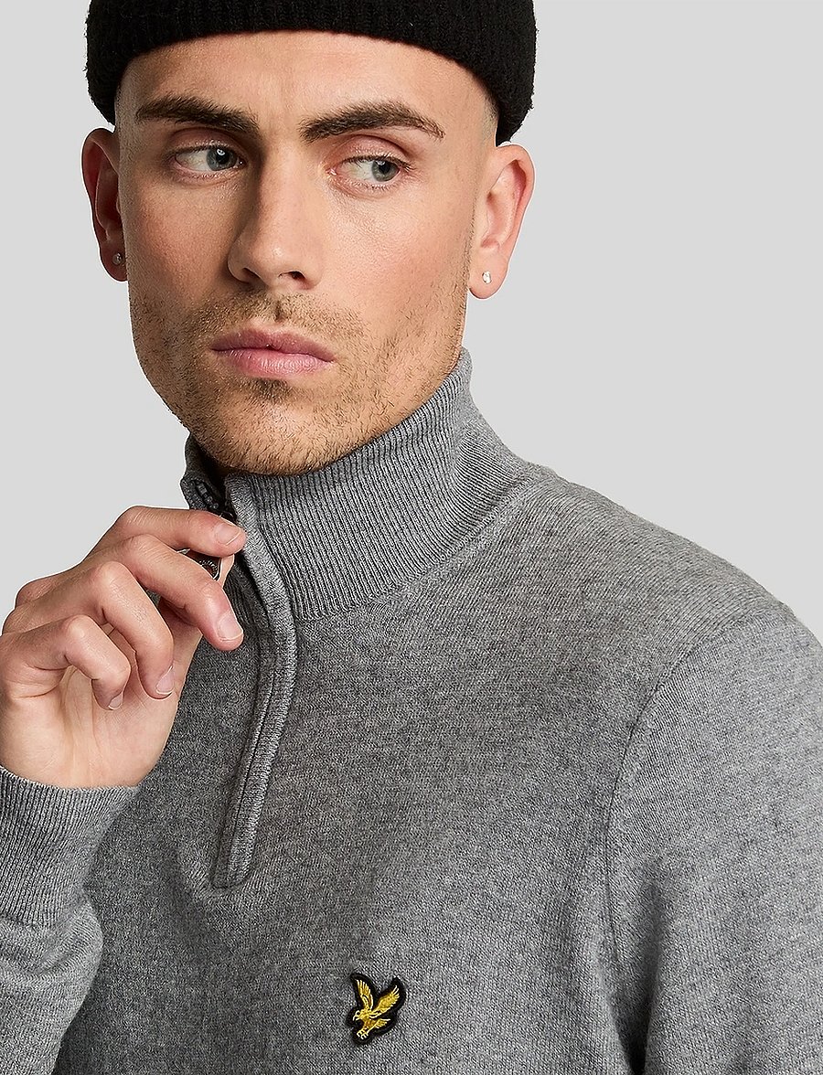 Lyle & Scott - Cotton Merino Quarter Zip Jumper - pullover mit halbem reißverschluss - t28 mid grey marl - 5