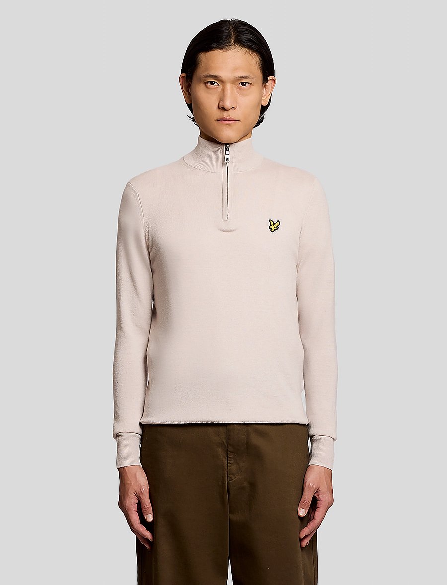 Lyle & Scott - Cotton Merino Quarter Zip Jumper - poolpika lukuga džemprid - w870 cove - 0