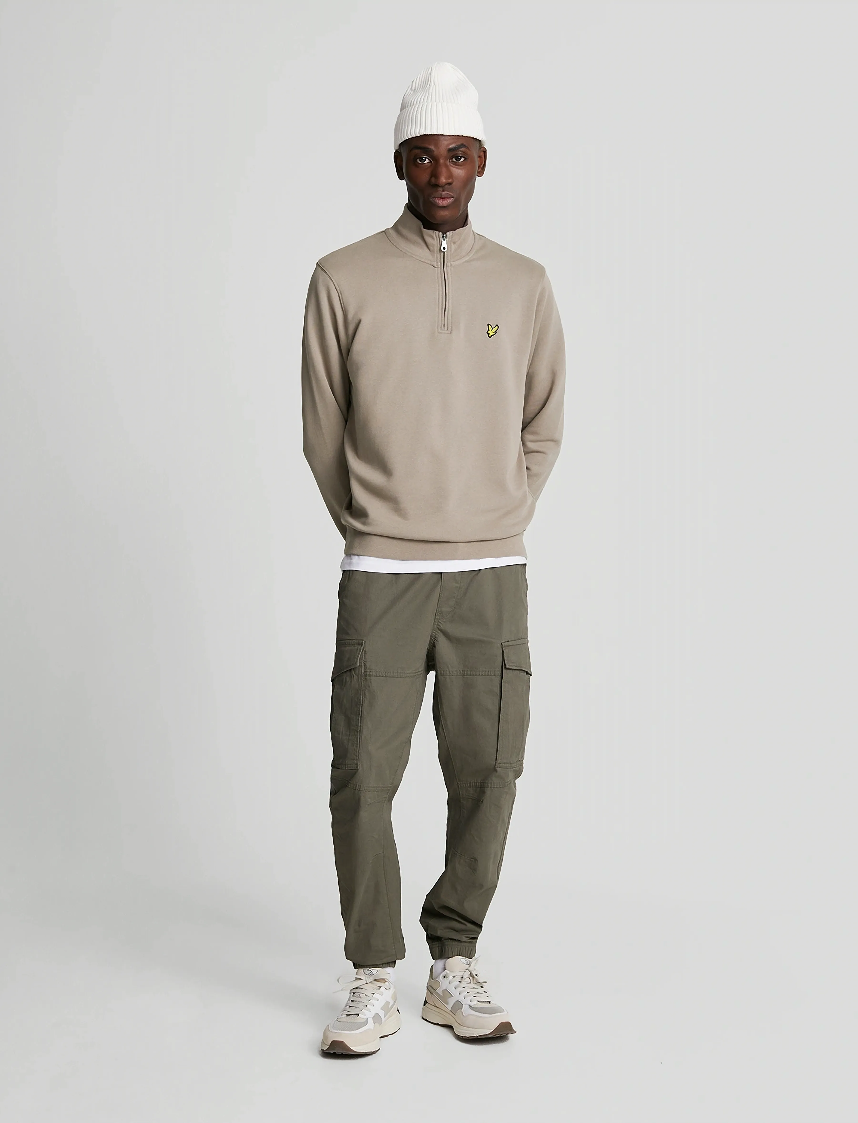 Lyle & Scott - Cotton Merino Quarter Zip Jumper - halfzip strik - w870 cove - 4