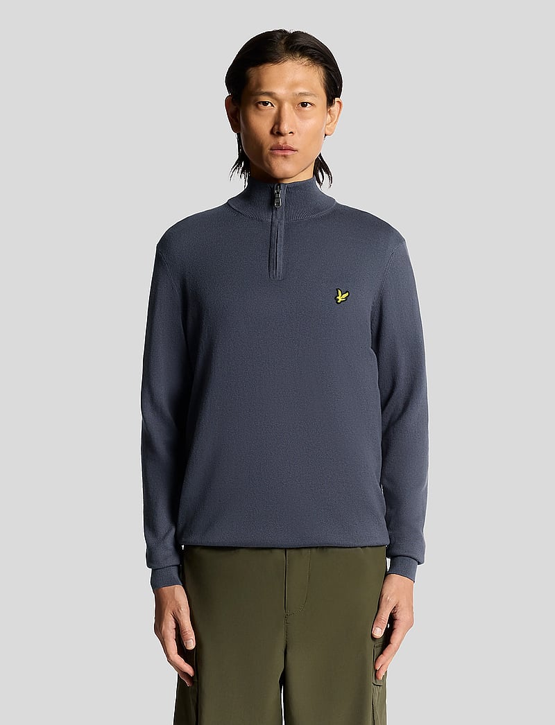 Lyle & Scott - Cotton Merino Quarter Zip Jumper - half zip-tröjor - x854 graystone - 0