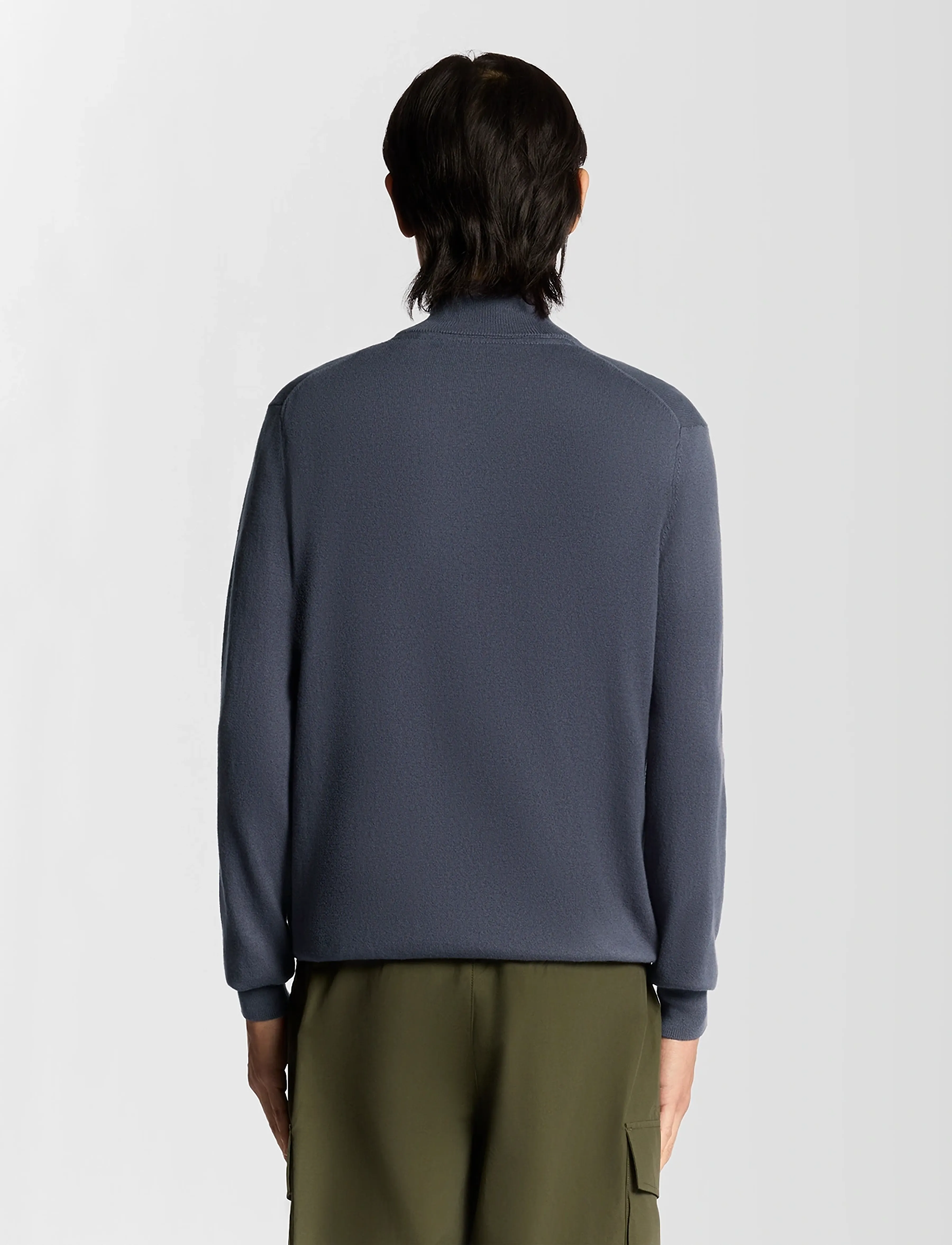 Lyle & Scott - Cotton Merino Quarter Zip Jumper - halfzip strik - x854 graystone - 3