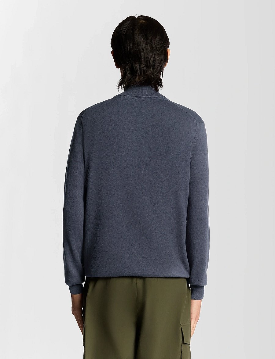 Lyle & Scott - Cotton Merino Quarter Zip Jumper - halfzip strik - x854 graystone - 3