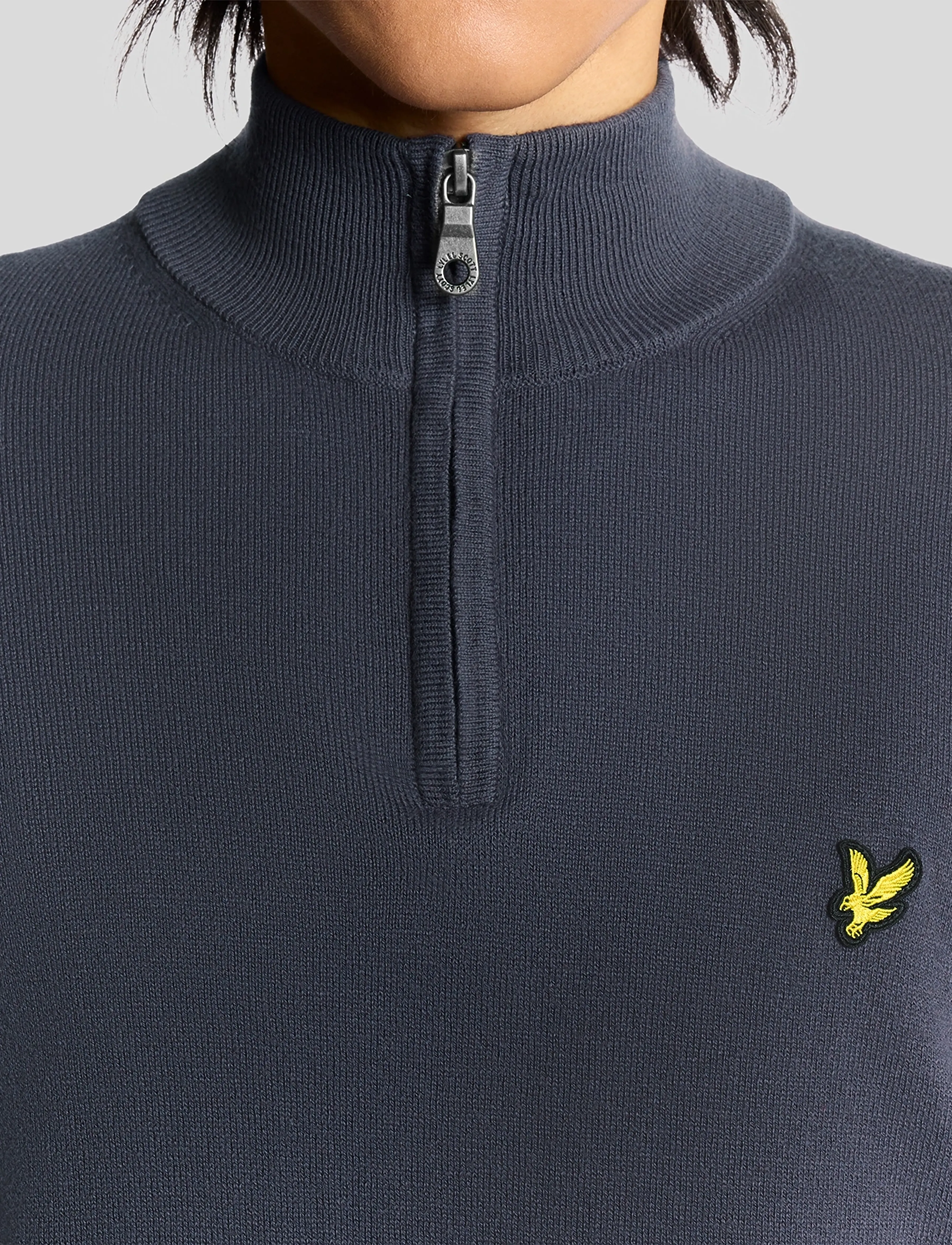 Lyle & Scott - Cotton Merino Quarter Zip Jumper - halfzip strik - x854 graystone - 4