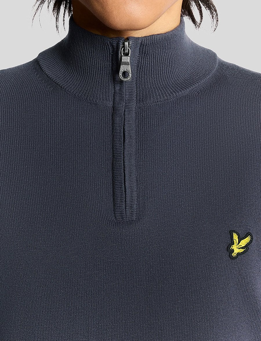 Lyle & Scott - Cotton Merino Quarter Zip Jumper - halfzip strik - x854 graystone - 4