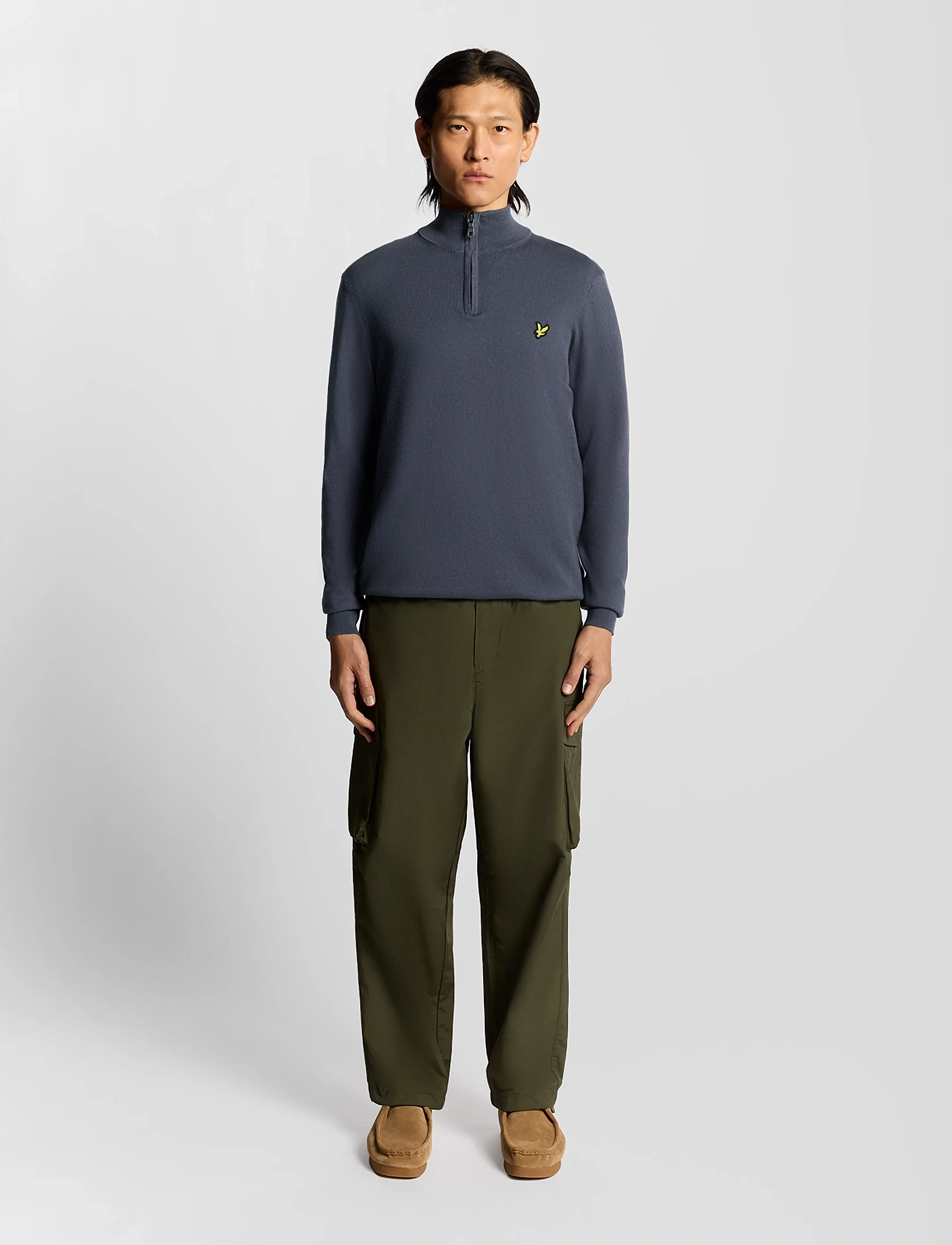 Lyle & Scott - Cotton Merino Quarter Zip Jumper - halfzip strik - x854 graystone - 5