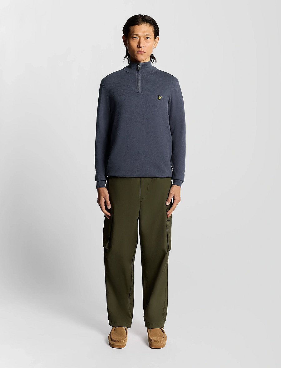 Lyle & Scott - Cotton Merino Quarter Zip Jumper - halfzip strik - x854 graystone - 5