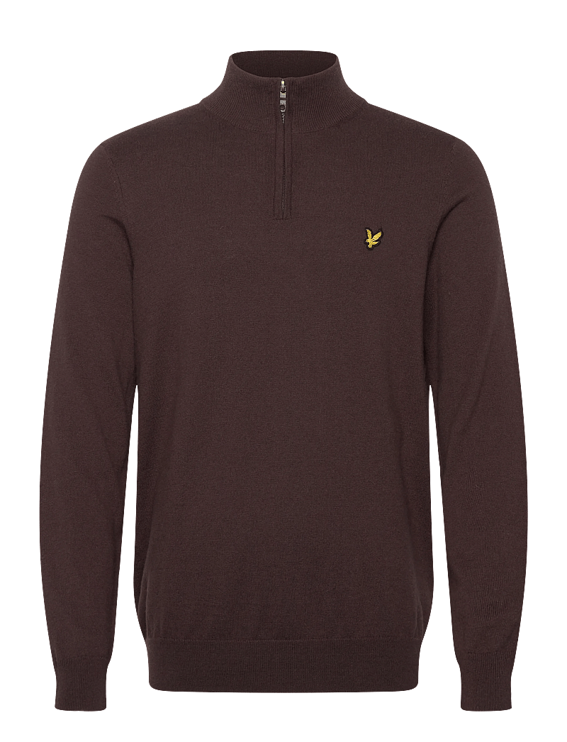 Lyle & Scott - Cotton Merino Quarter Zip Jumper - halfzip strik - x863 espresso - 1