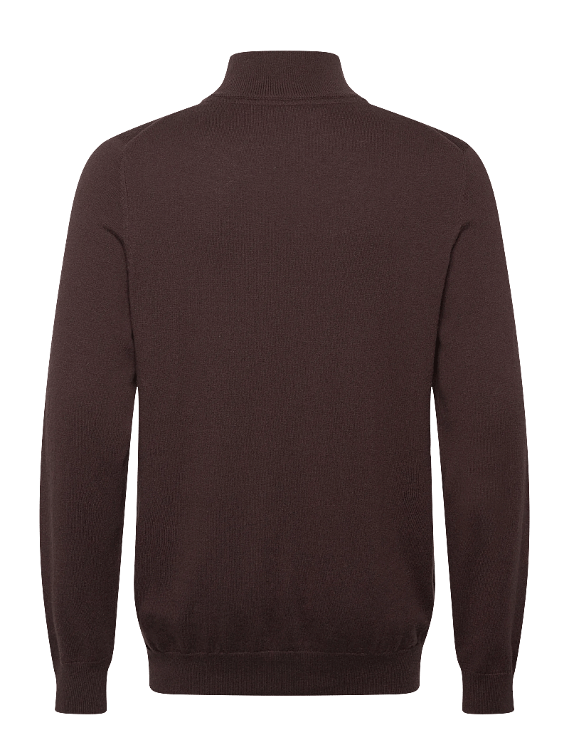 Lyle & Scott - Cotton Merino Quarter Zip Jumper - halfzip strik - x863 espresso - 2