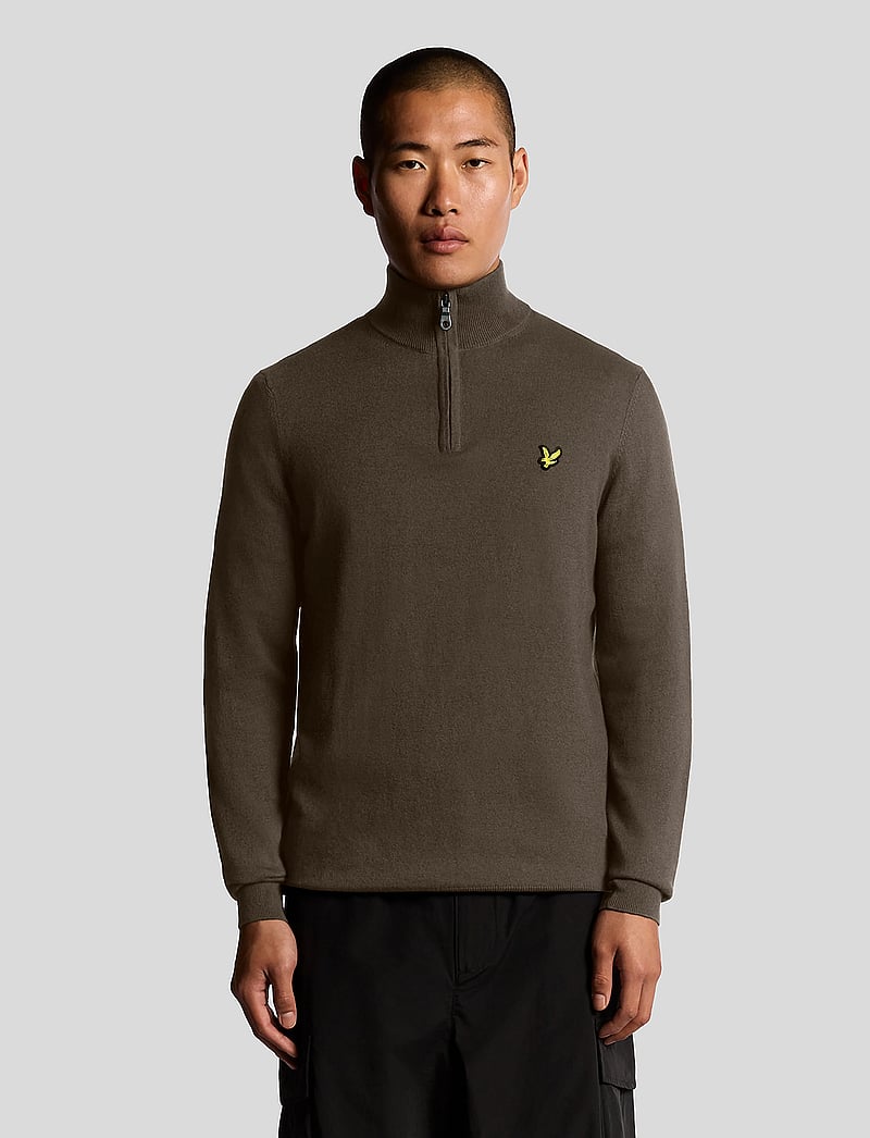 Lyle & Scott - Cotton Merino Quarter Zip Jumper - halfzip strik - x863 espresso - 0