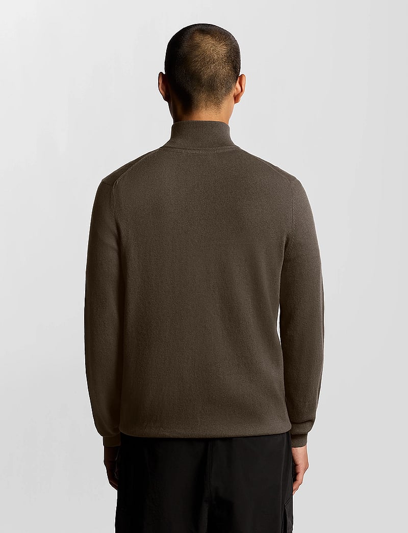 Lyle & Scott - Cotton Merino Quarter Zip Jumper - halfzip strik - x863 espresso - 3