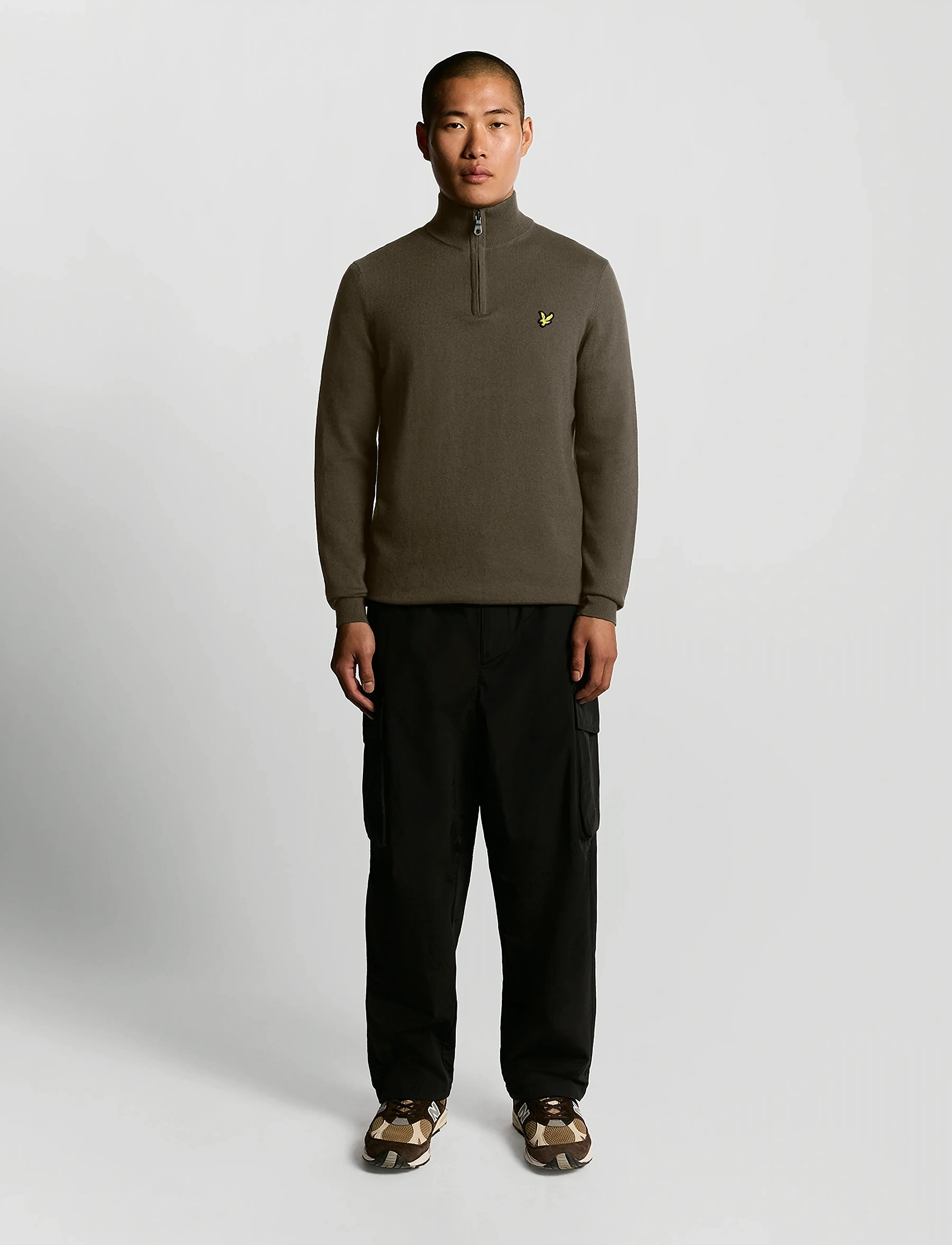 Lyle & Scott - Cotton Merino Quarter Zip Jumper - halfzip strik - x863 espresso - 4