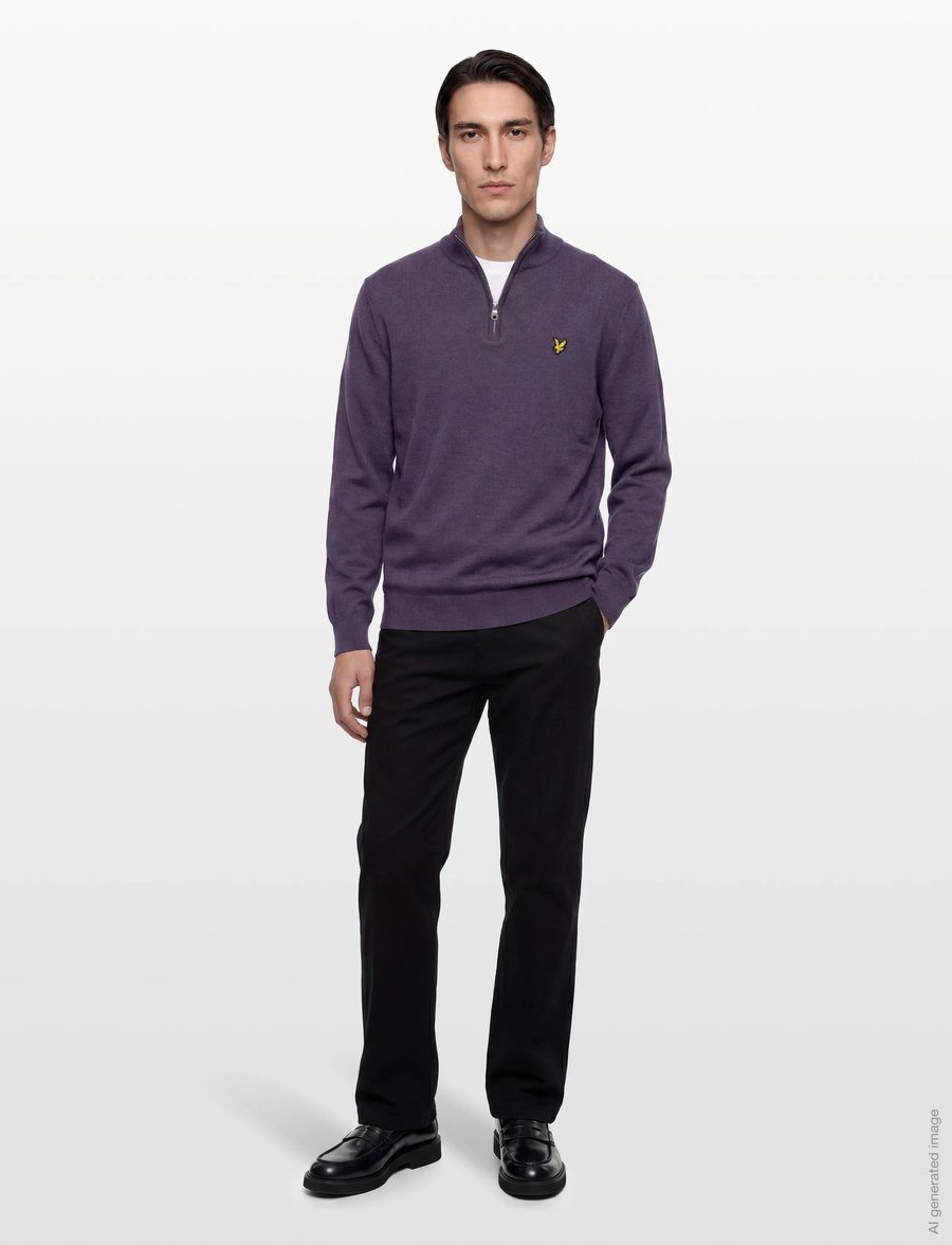 Lyle & Scott - Cotton Merino Quarter Zip Jumper - pullover mit halbem reißverschluss - x854 graystone - 0