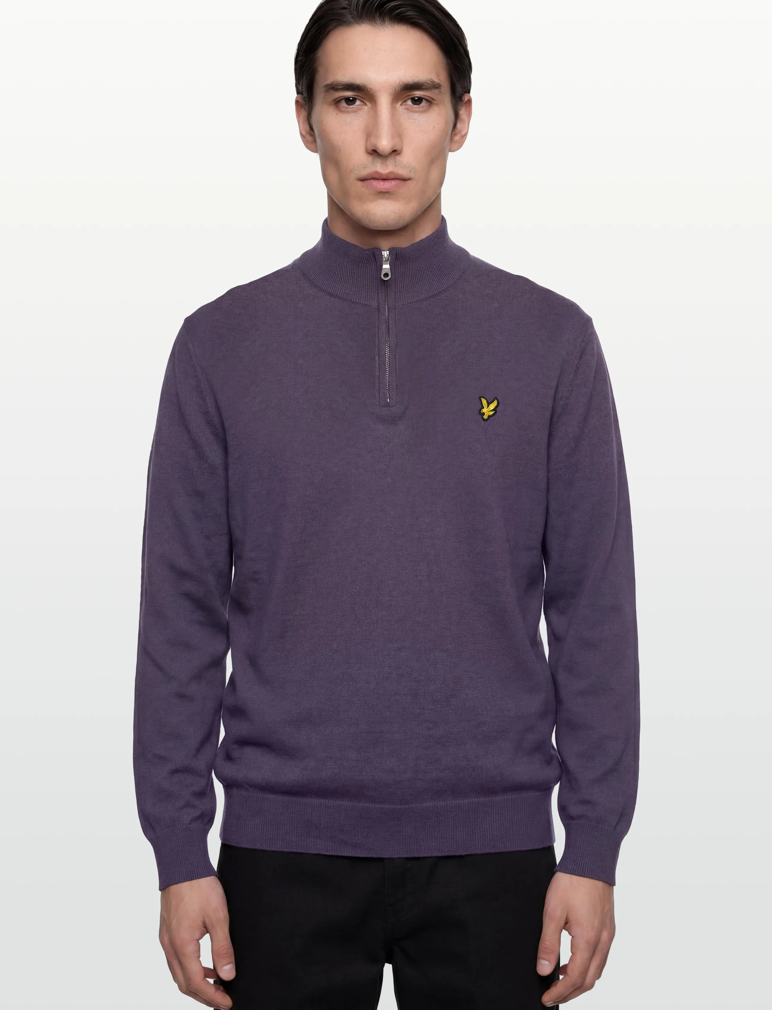 Lyle & Scott - Cotton Merino Quarter Zip Jumper - halfzip strik - x854 graystone - 3