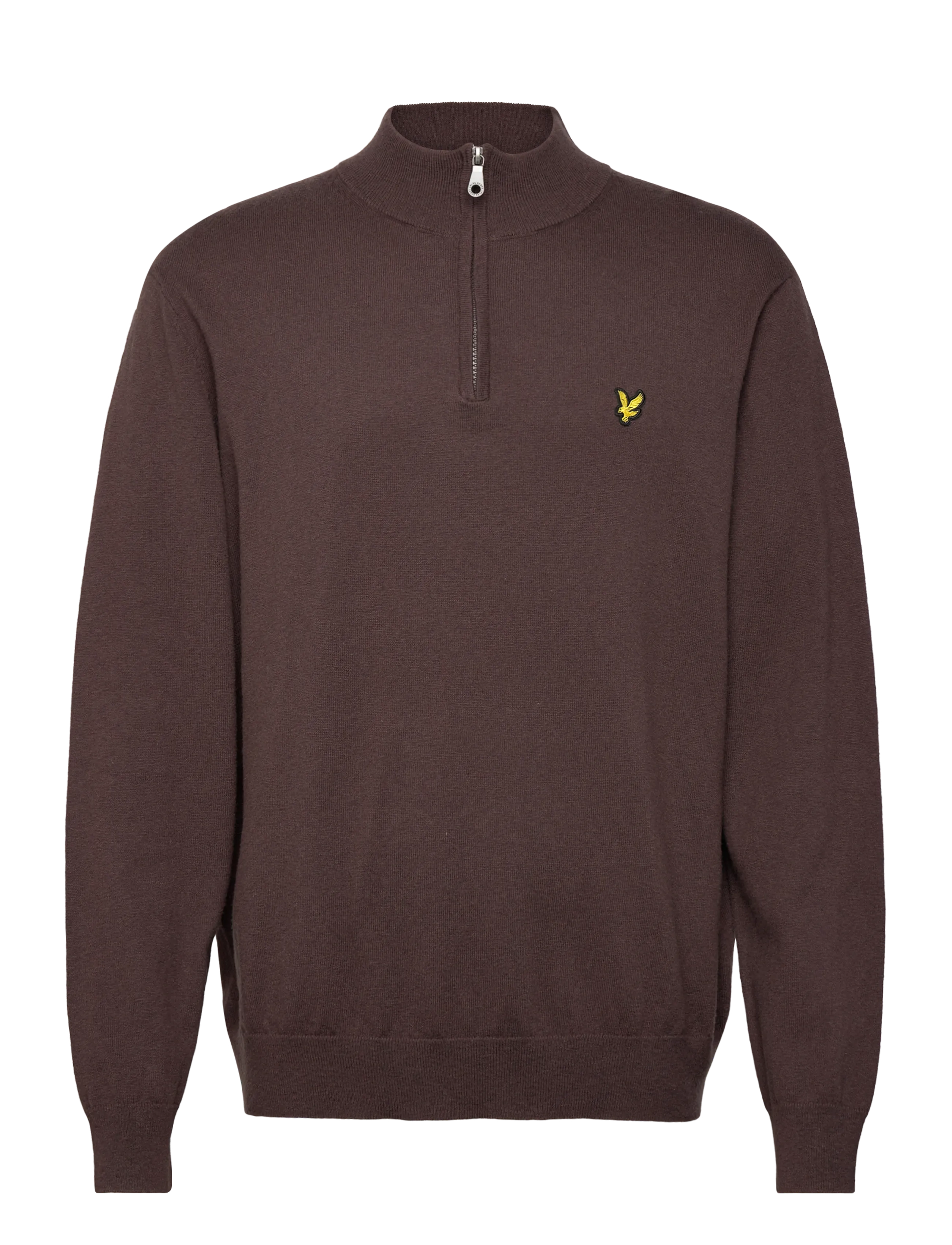 Cotton Merino Quarter Zip Jumper - X863 ESPRESSO