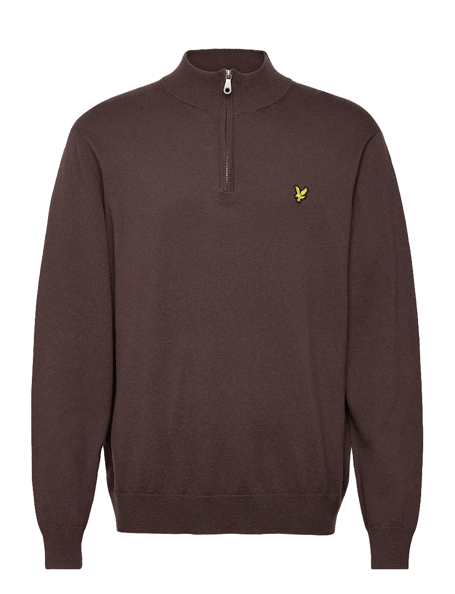 Lyle & Scott - Cotton Merino Quarter Zip Jumper - pullover mit halbem reißverschluss - x863 espresso - 1