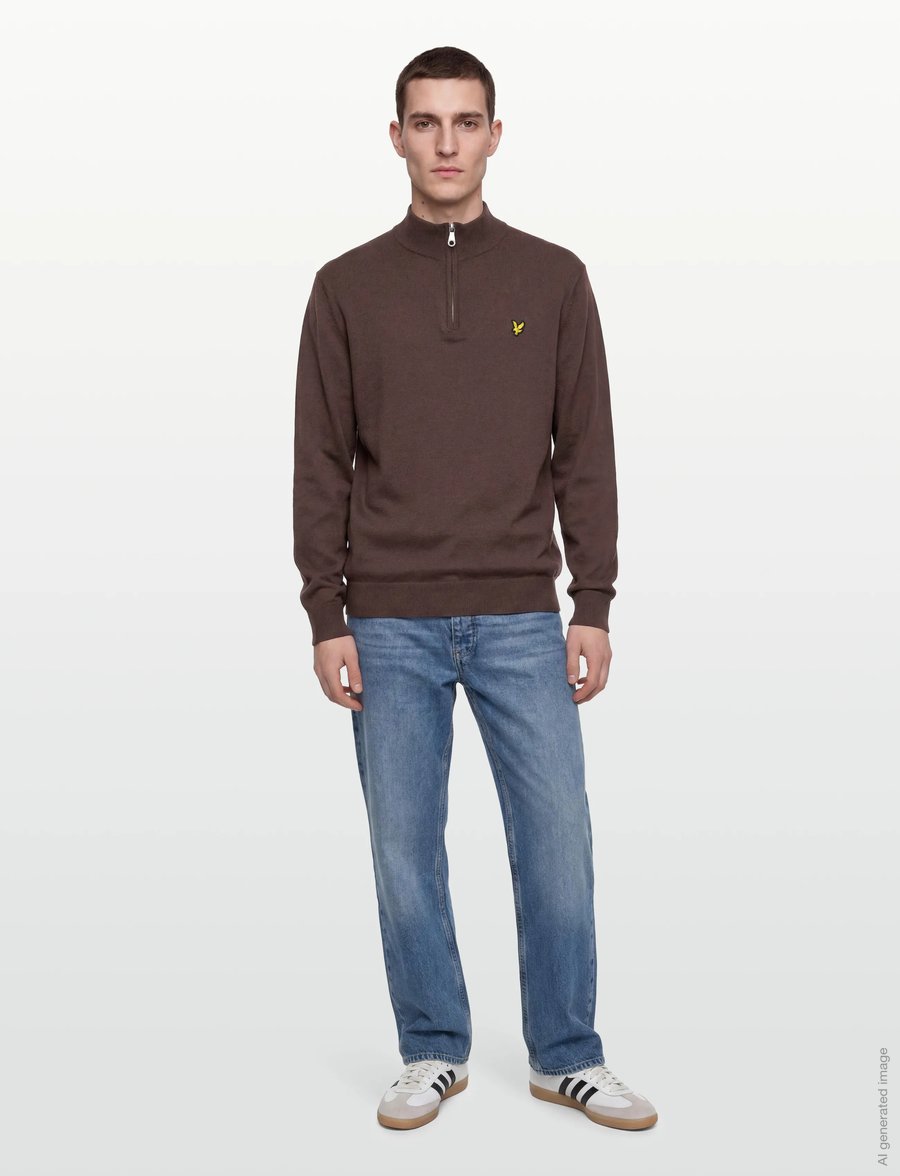 Lyle & Scott - Cotton Merino Quarter Zip Jumper - pullover mit halbem reißverschluss - x863 espresso - 0