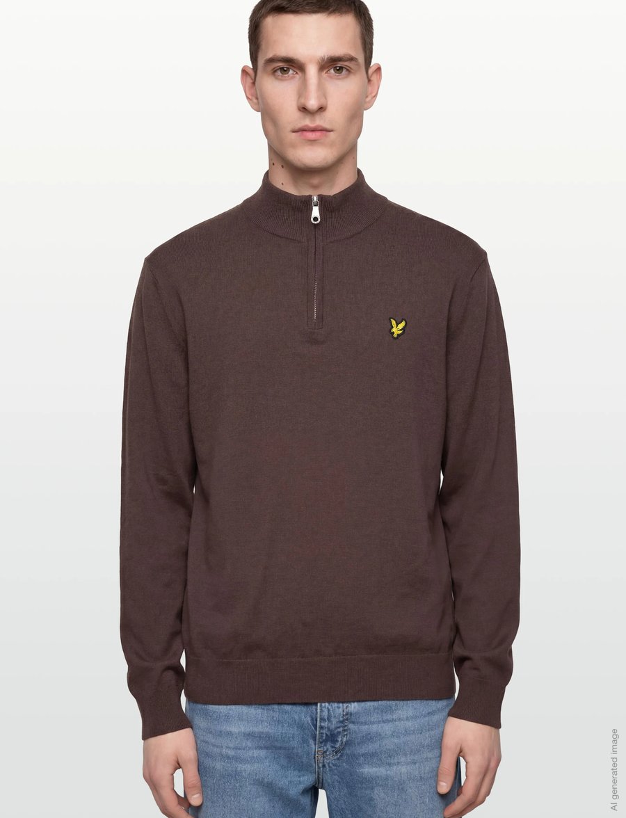 Lyle & Scott - Cotton Merino Quarter Zip Jumper - pullover mit halbem reißverschluss - x863 espresso - 3