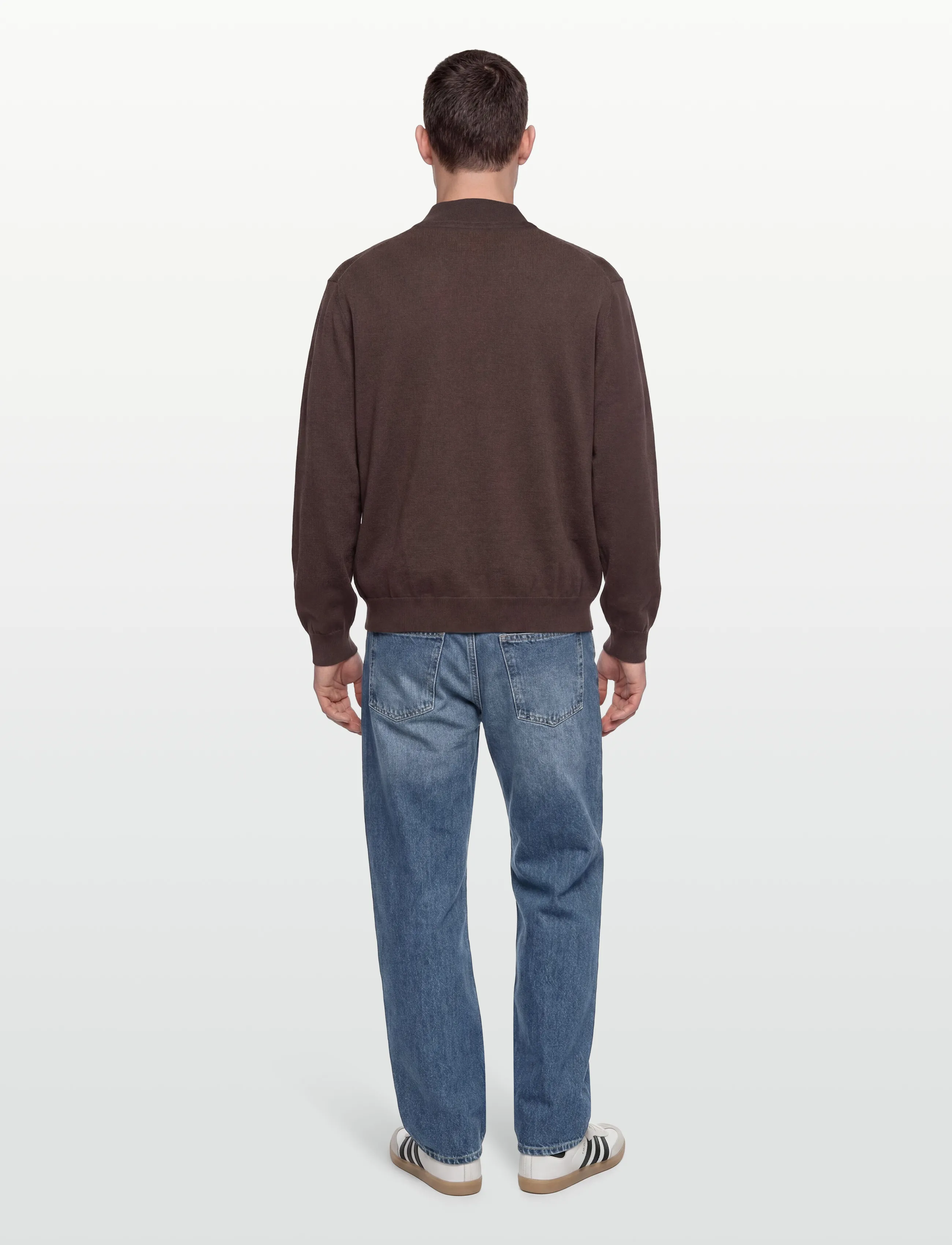 Lyle & Scott - Cotton Merino Quarter Zip Jumper - half zip jumpers - x863 espresso - 4