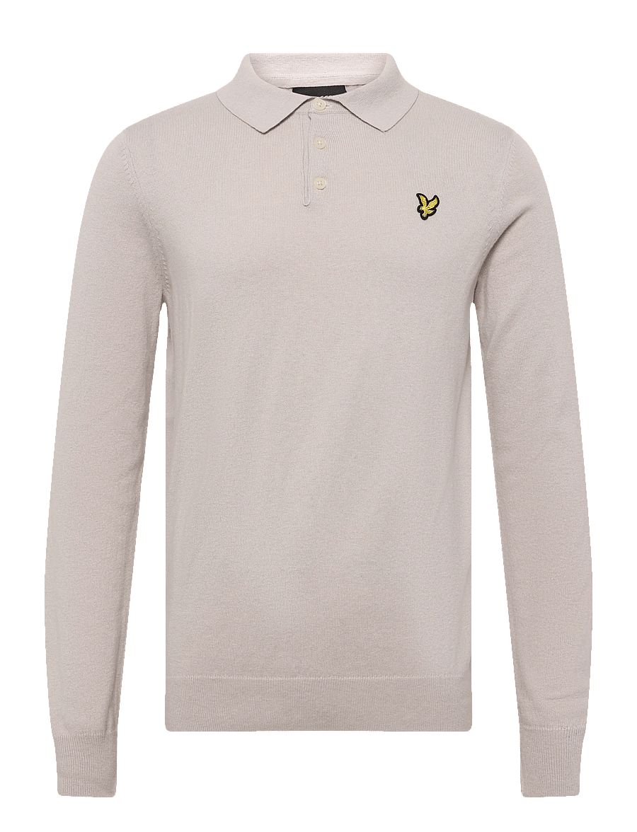 Lyle & Scott - Cotton Merino Long Sleeve Knitted Polo - langärmelige strick-polohemden - cove - 0